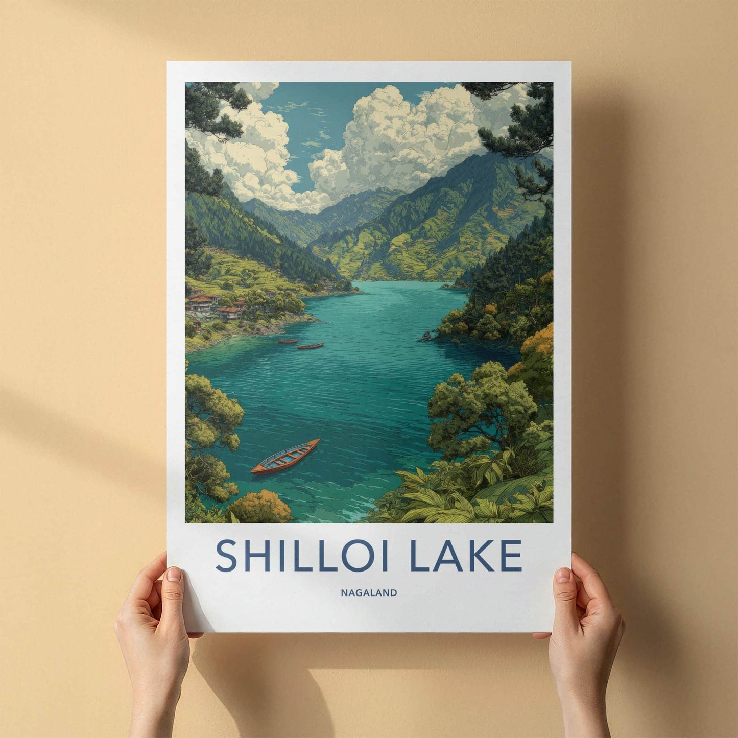 Shilloi Lake Poster - India Travel Art - Nagaland Mountain Lake Home Decor