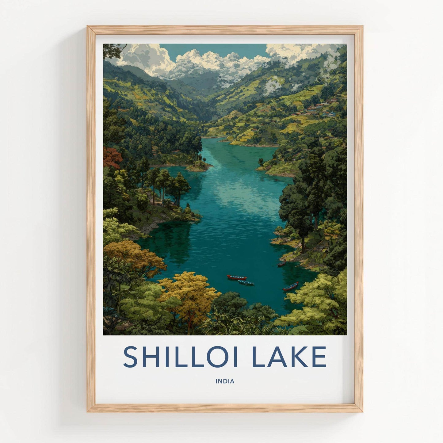 Shilloi Lake Poster - India Travel Art - Nagaland Mountain Scenery Home Decor