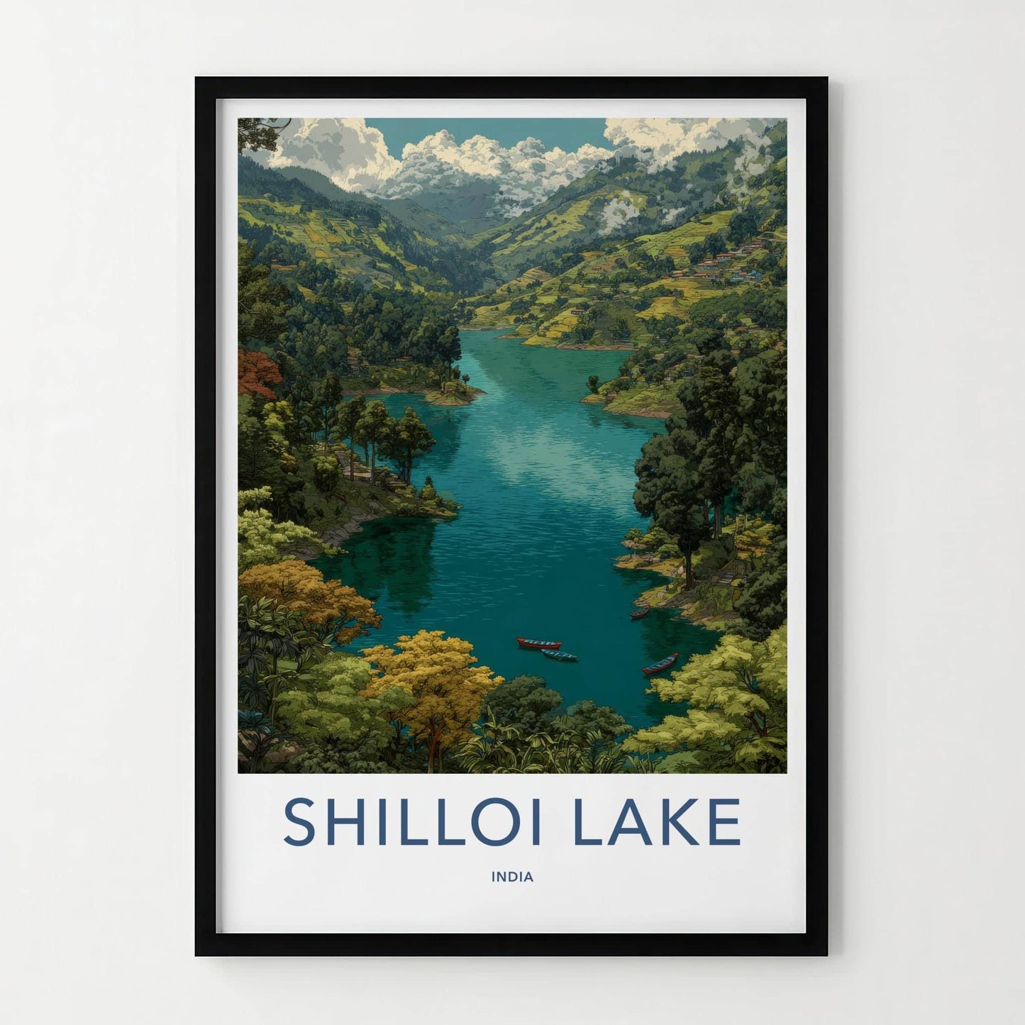 Shilloi Lake Poster - India Travel Art - Nagaland Mountain Scenery Home Decor