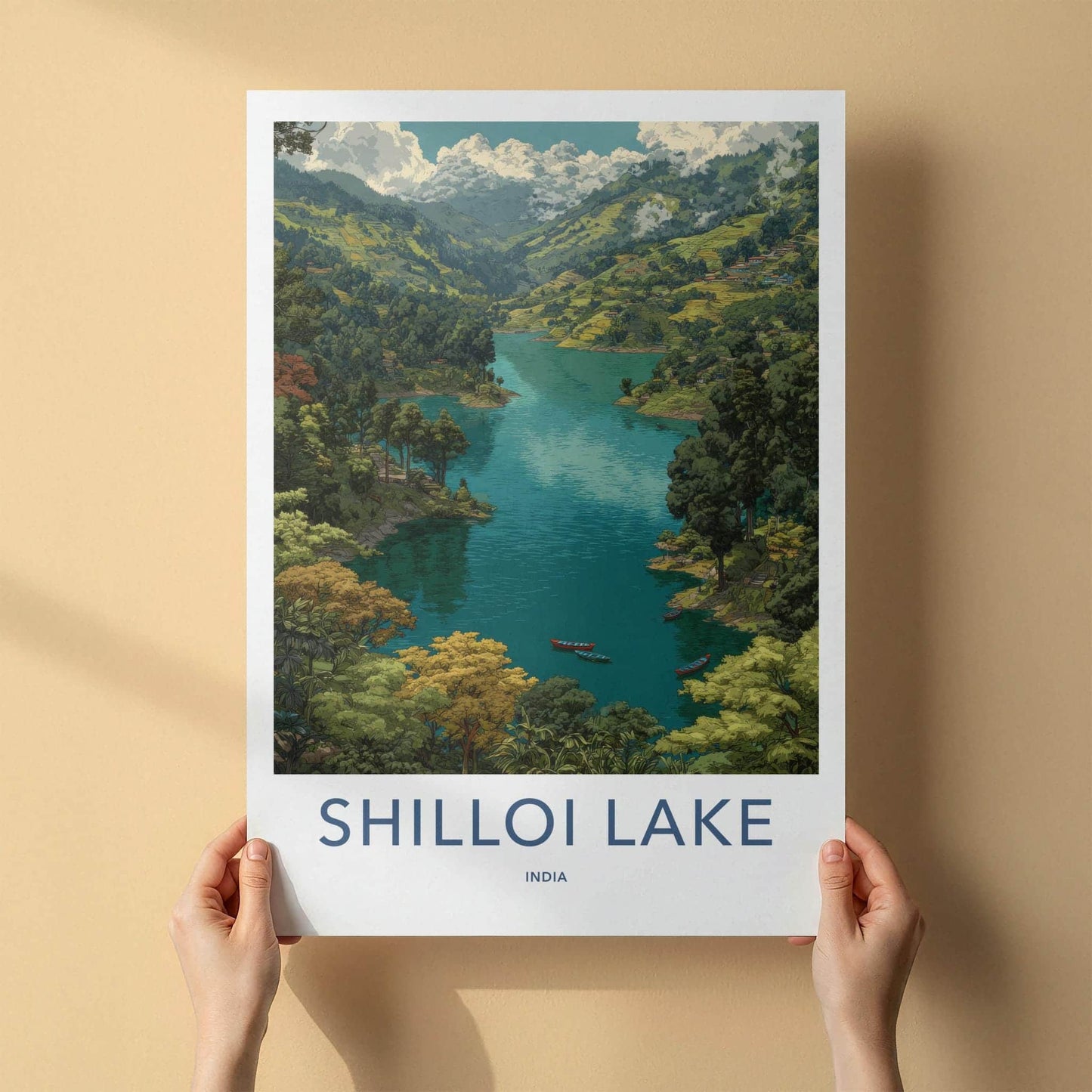 Shilloi Lake Poster - India Travel Art - Nagaland Mountain Scenery Home Decor