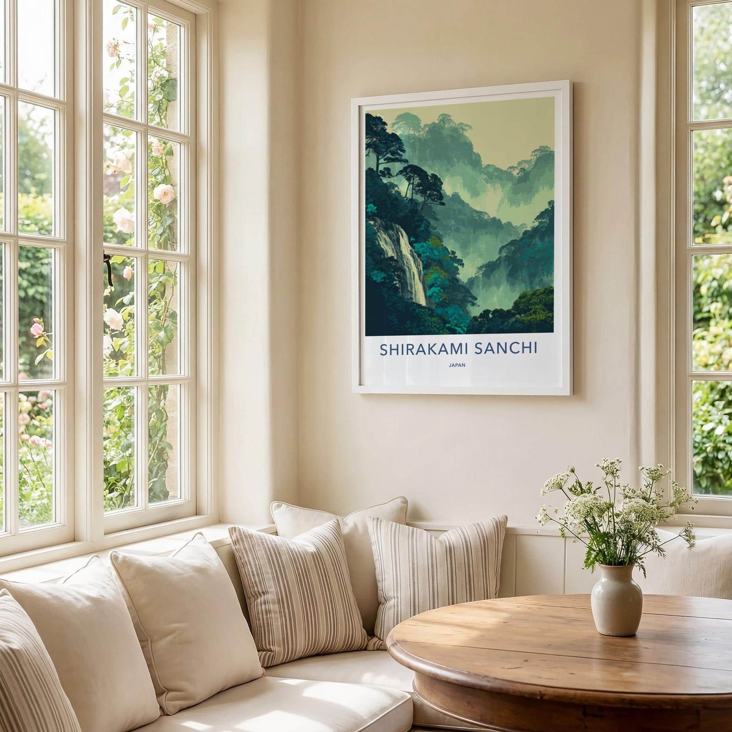 Shirakami Sanchi Poster - Japan Wall Art - Dense Forest Waterfall Home Decor