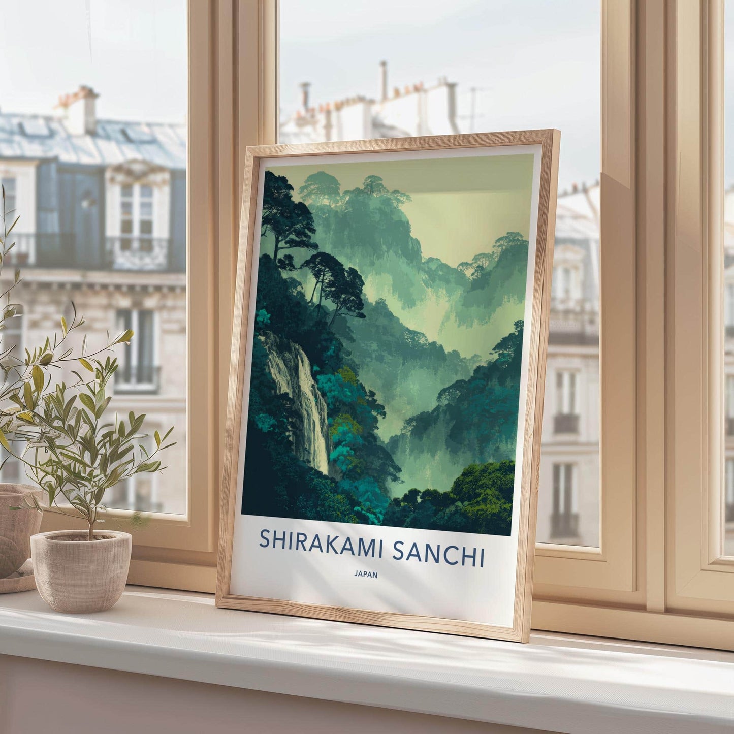 Shirakami Sanchi Poster - Japan Wall Art - Dense Forest Waterfall Home Decor