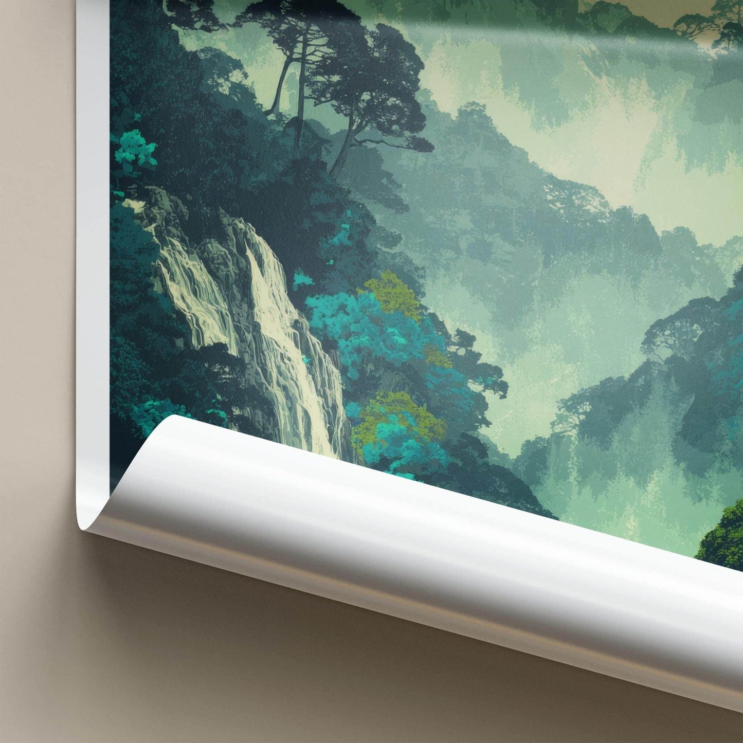Shirakami Sanchi Poster - Japan Wall Art - Dense Forest Waterfall Home Decor
