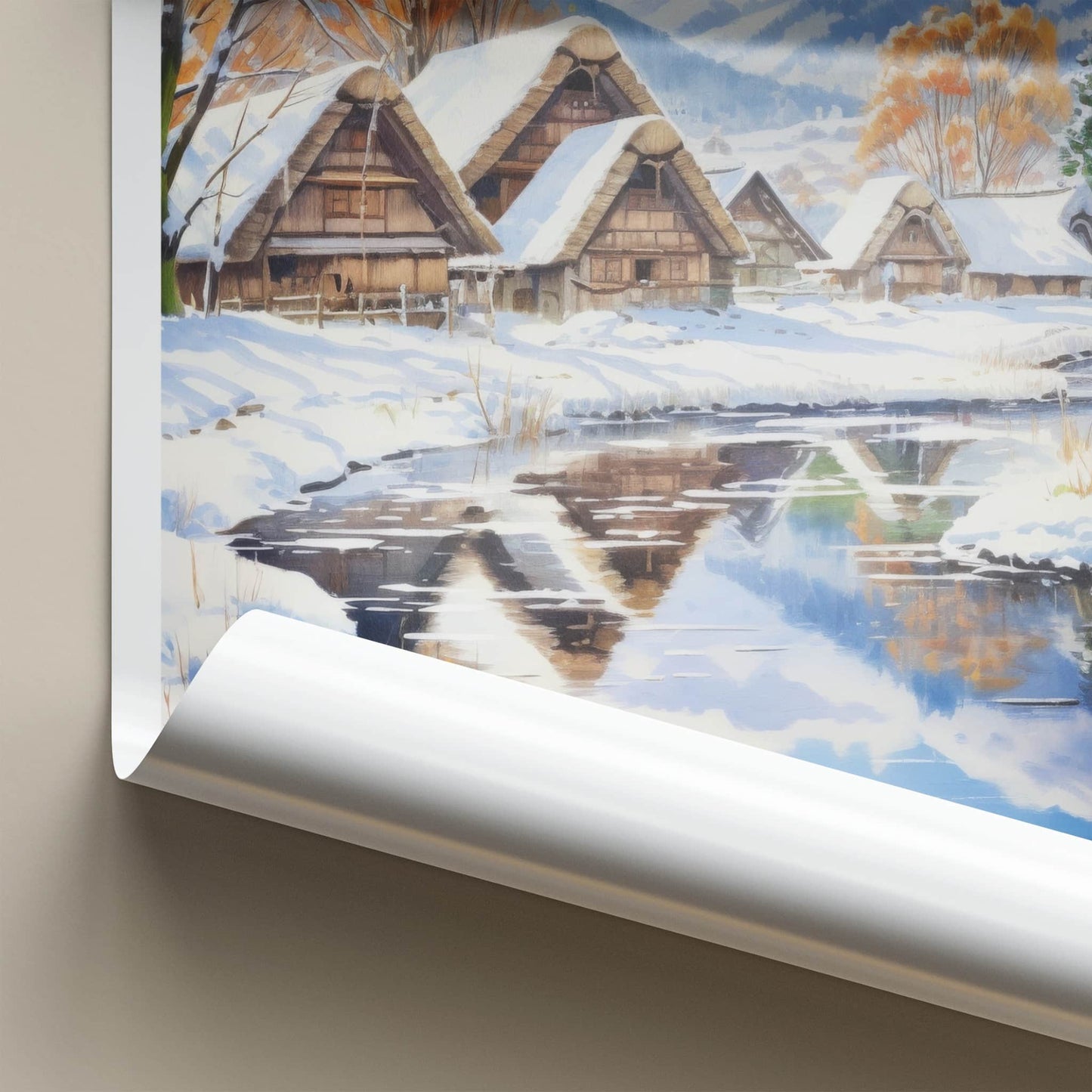 Shirakawa-Go Poster - Japan Travel Art - Gassho Village Stream Home Decor