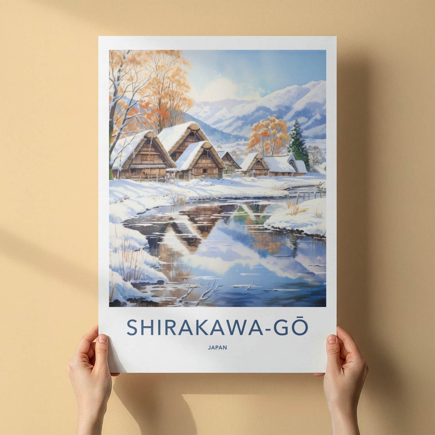 Shirakawa-Go Poster - Japan Travel Art - Gassho Village Stream Home Decor