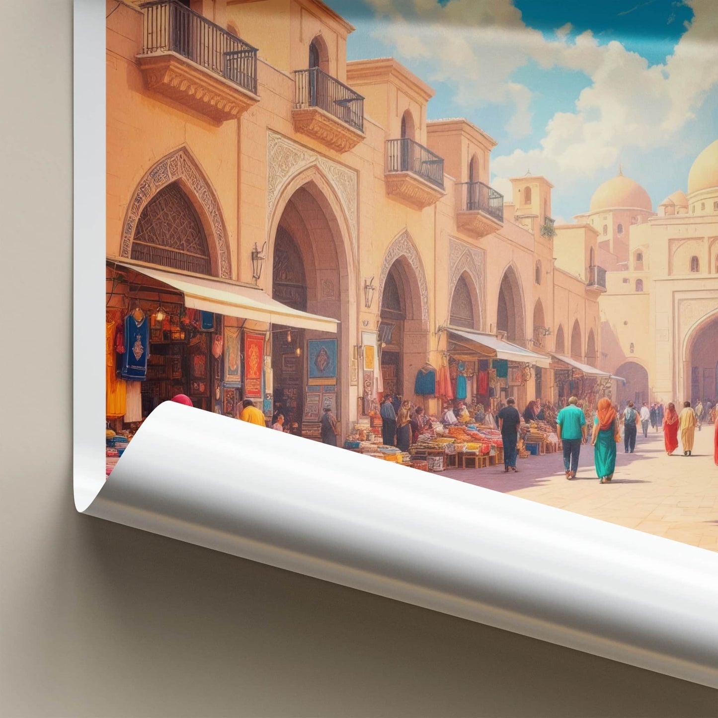 Shiraz Poster - Iran Framed Art - Bustling Bazaar Street Framed Decor