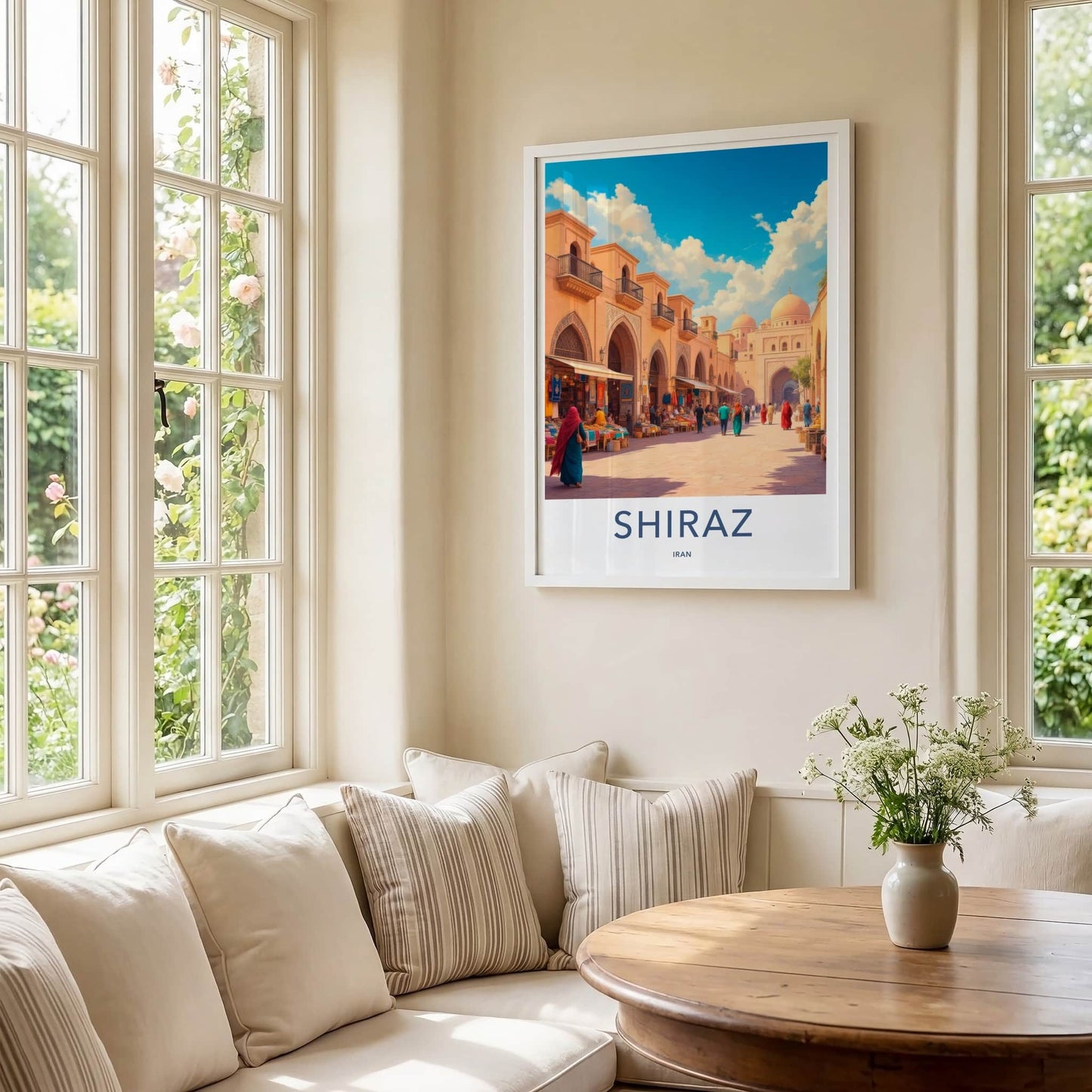 Shiraz Poster - Iran Framed Art - Bustling Bazaar Street Framed Decor