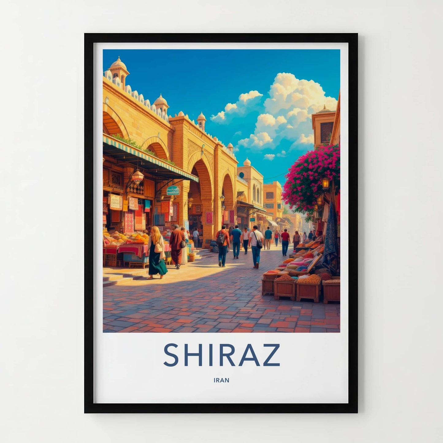 Shiraz Poster - Iran Travel Art - Bustling Market Street Home Decor