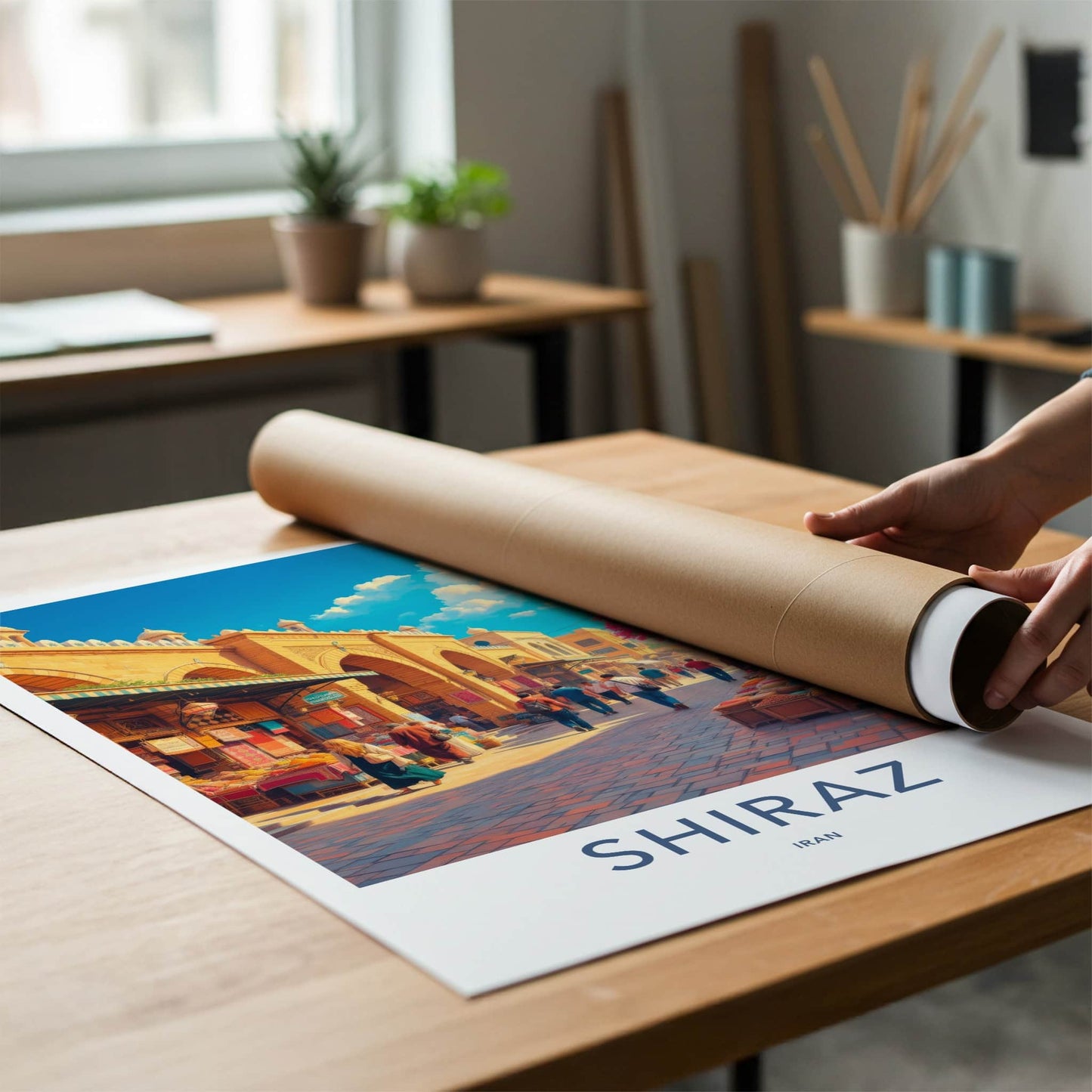Shiraz Poster - Iran Travel Art - Bustling Market Street Home Decor