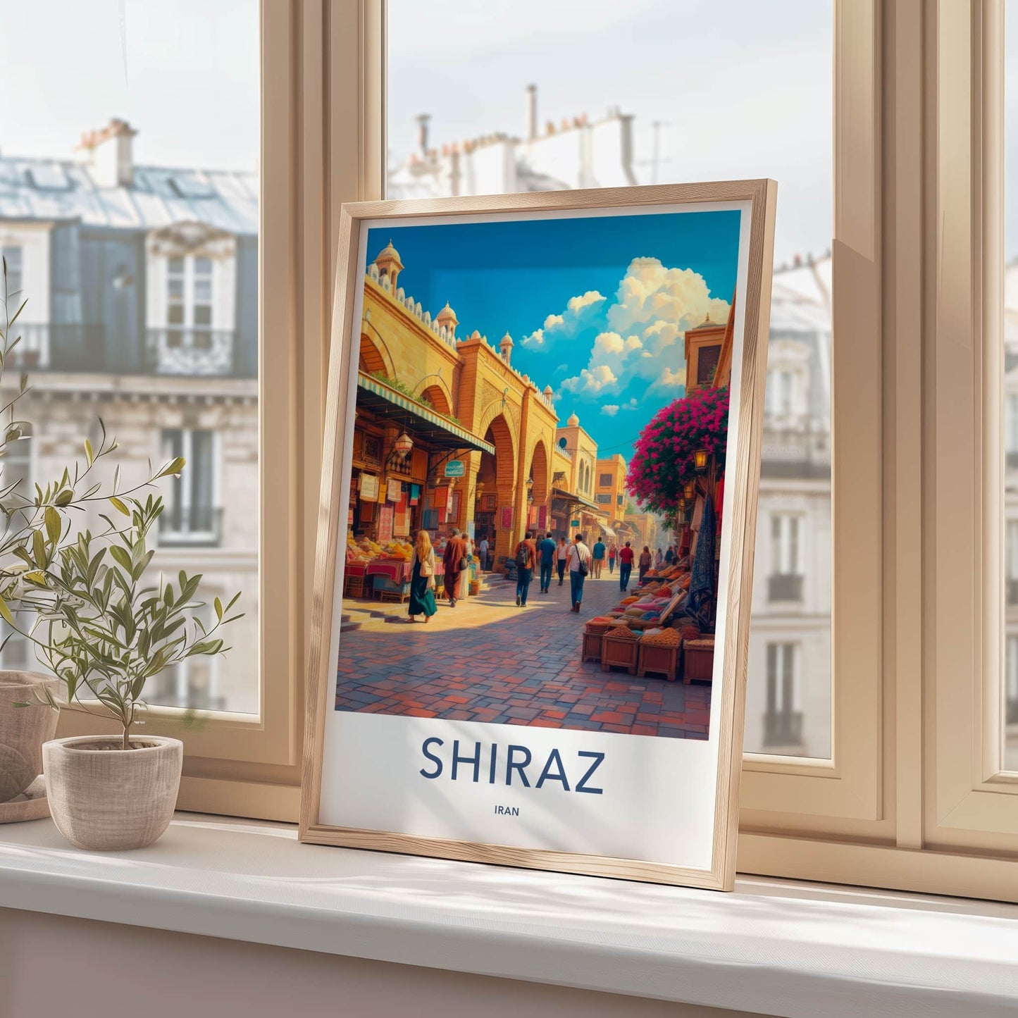Shiraz Poster - Iran Travel Art - Bustling Market Street Home Decor