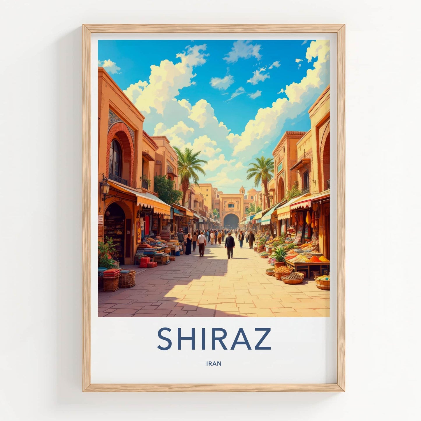 Shiraz Poster - Iran Travel Art - Bustling Market Street Wall Decor