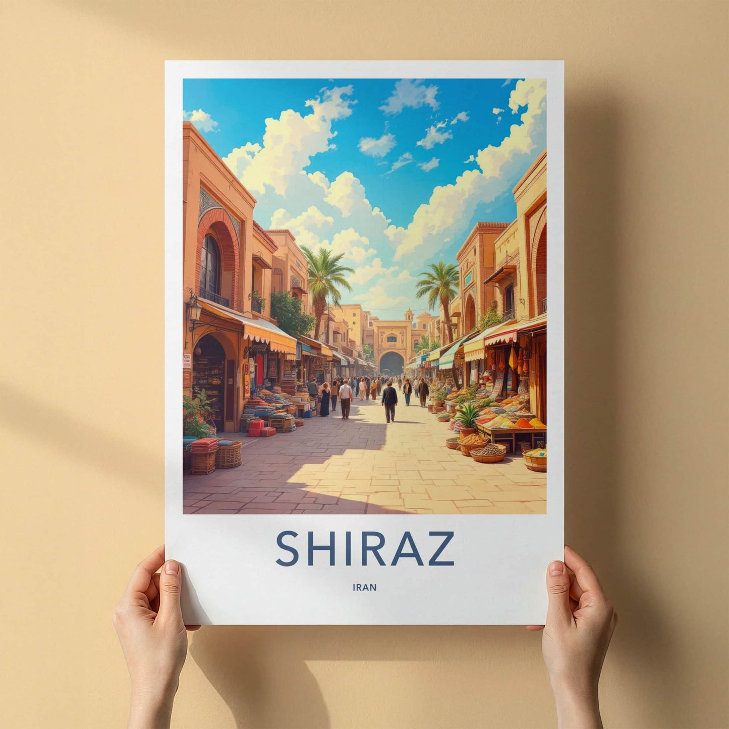 Shiraz Poster - Iran Travel Art - Bustling Market Street Wall Decor