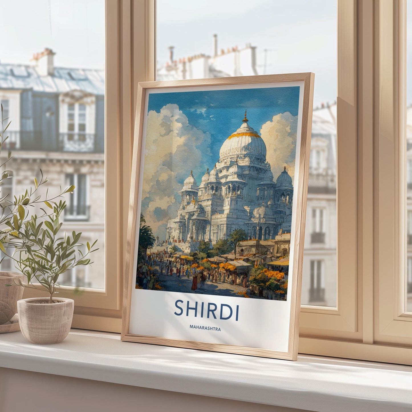 Shirdi Poster - India Travel Art - Maharashtra White Temple Complex Home Decor