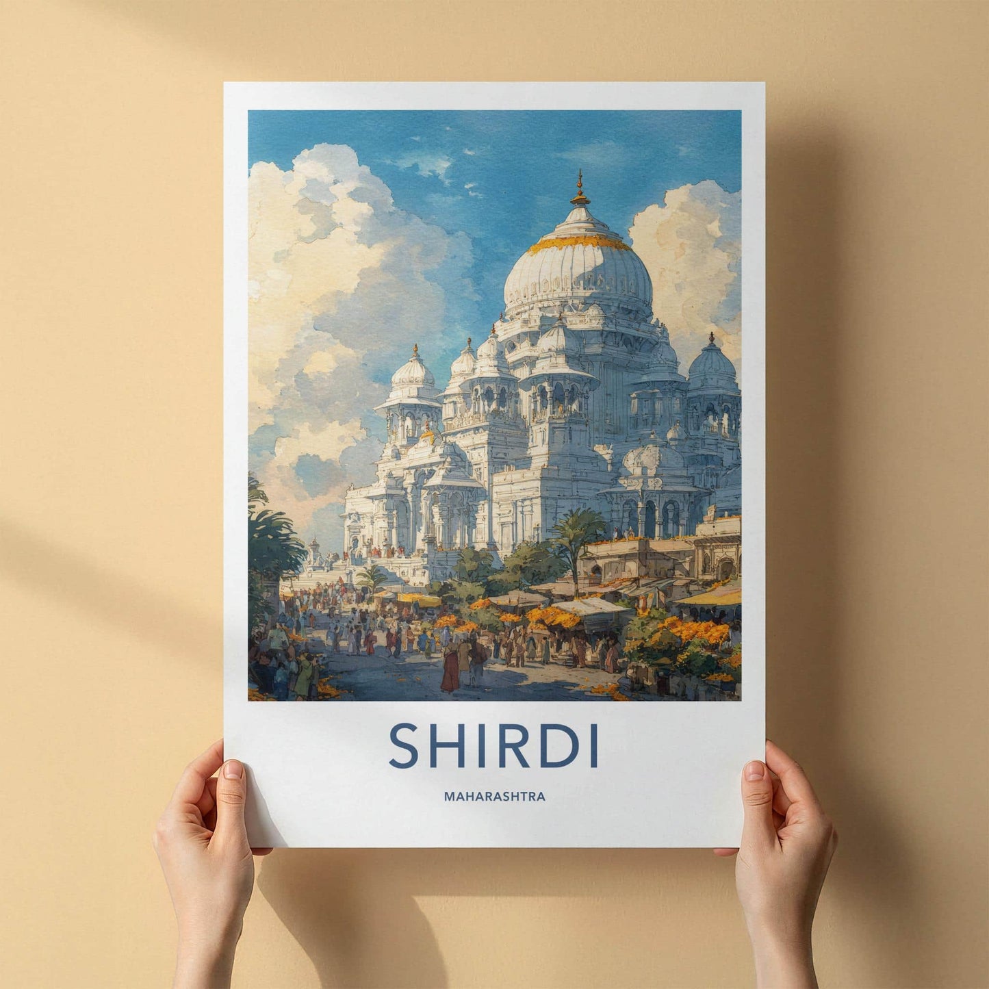 Shirdi Poster - India Travel Art - Maharashtra White Temple Complex Home Decor