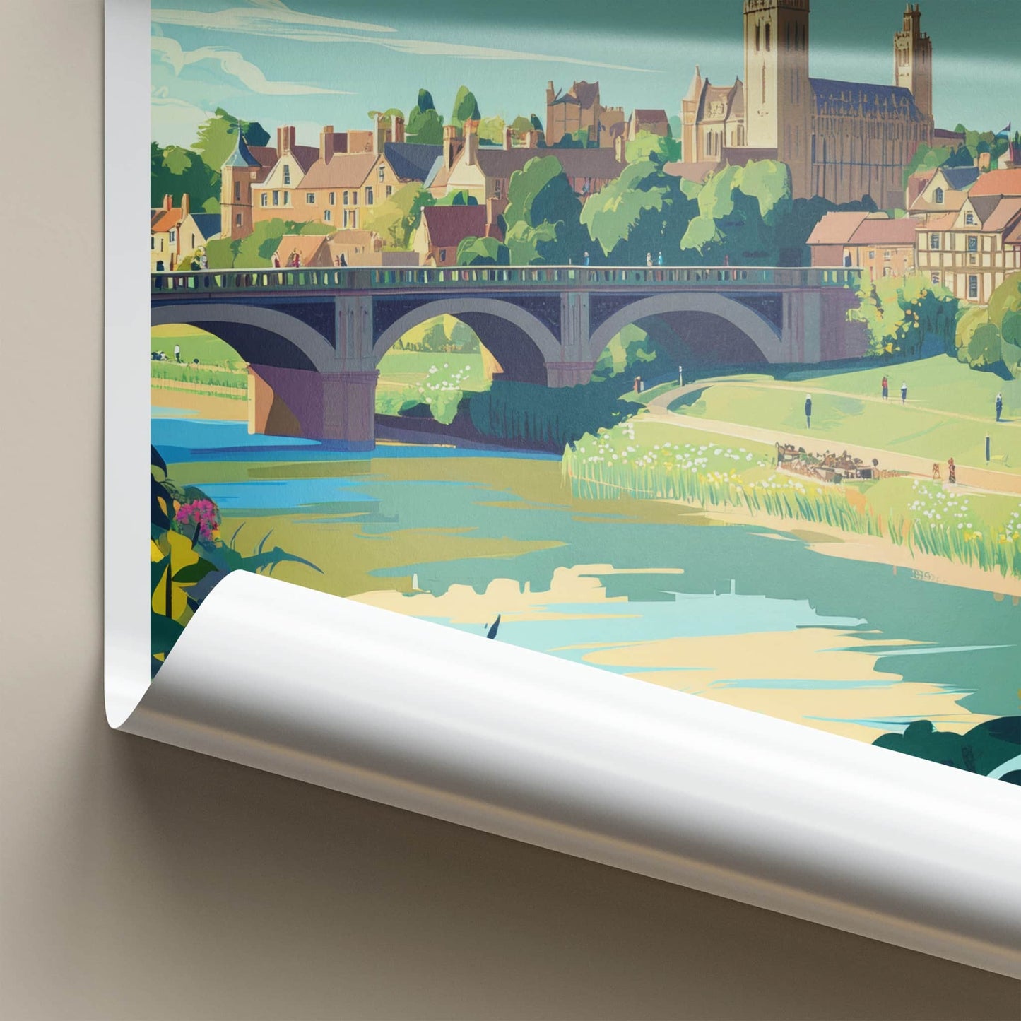 Shrewsbury Poster - England Wall Art - River Bridge Town Home Decor