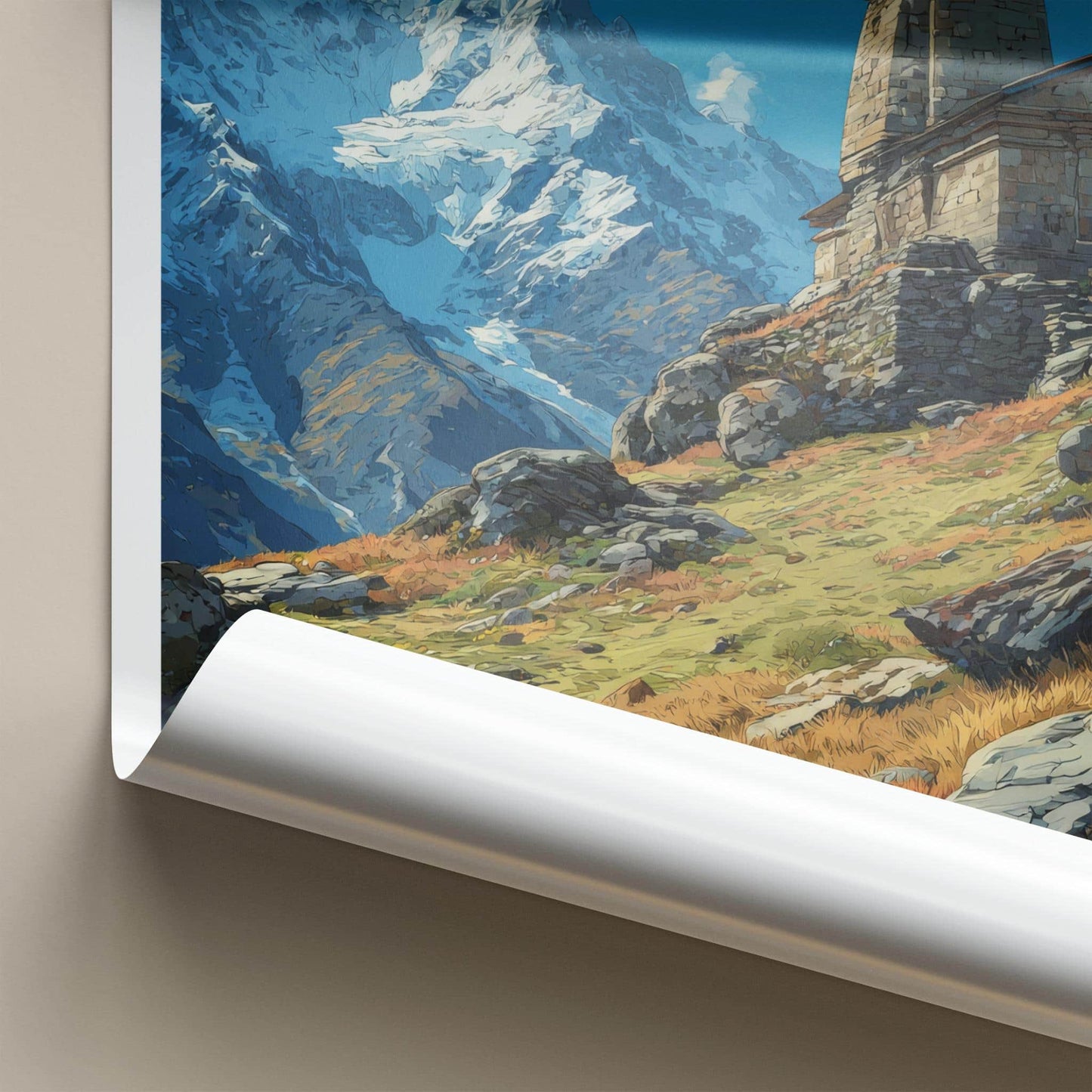 Shri Tungnath Poster - India Travel Art - Uttarakhand Mountain Temple Home Decor