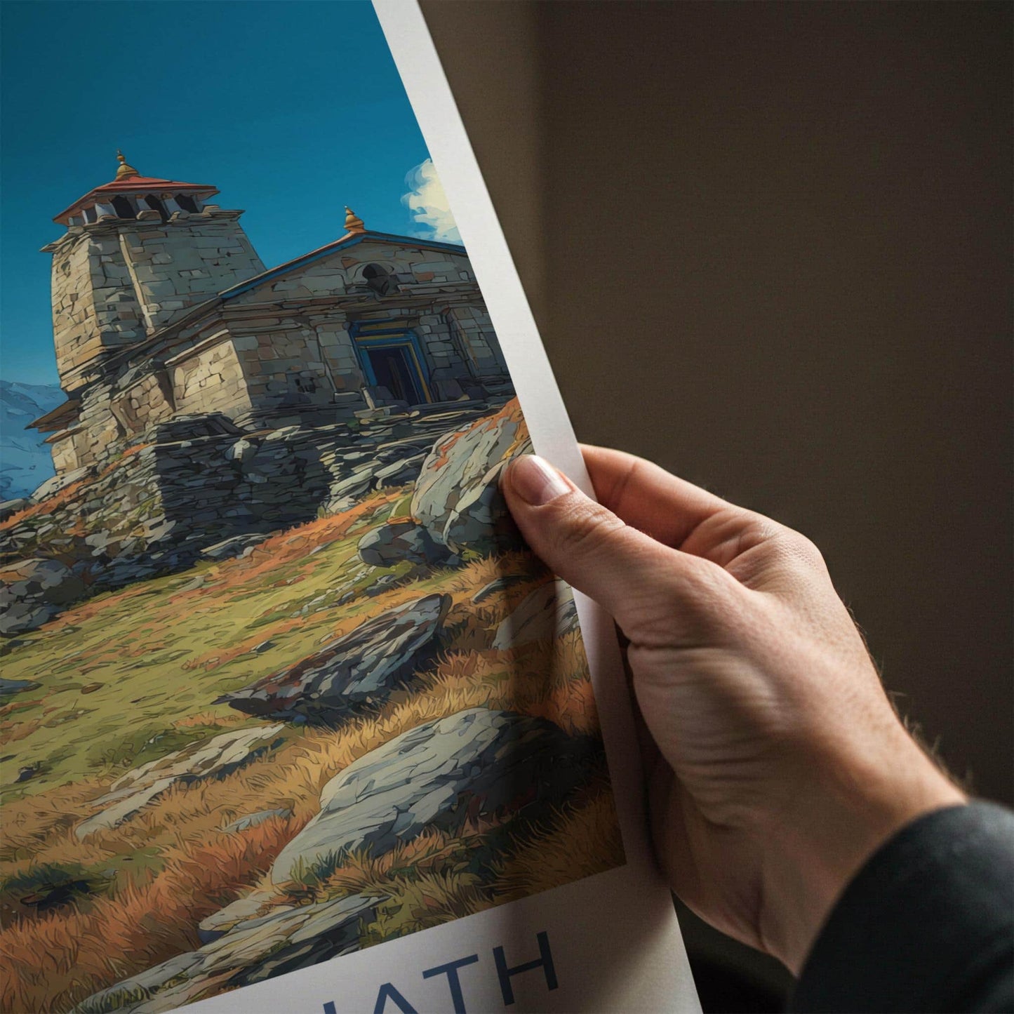 Shri Tungnath Poster - India Travel Art - Uttarakhand Mountain Temple Home Decor