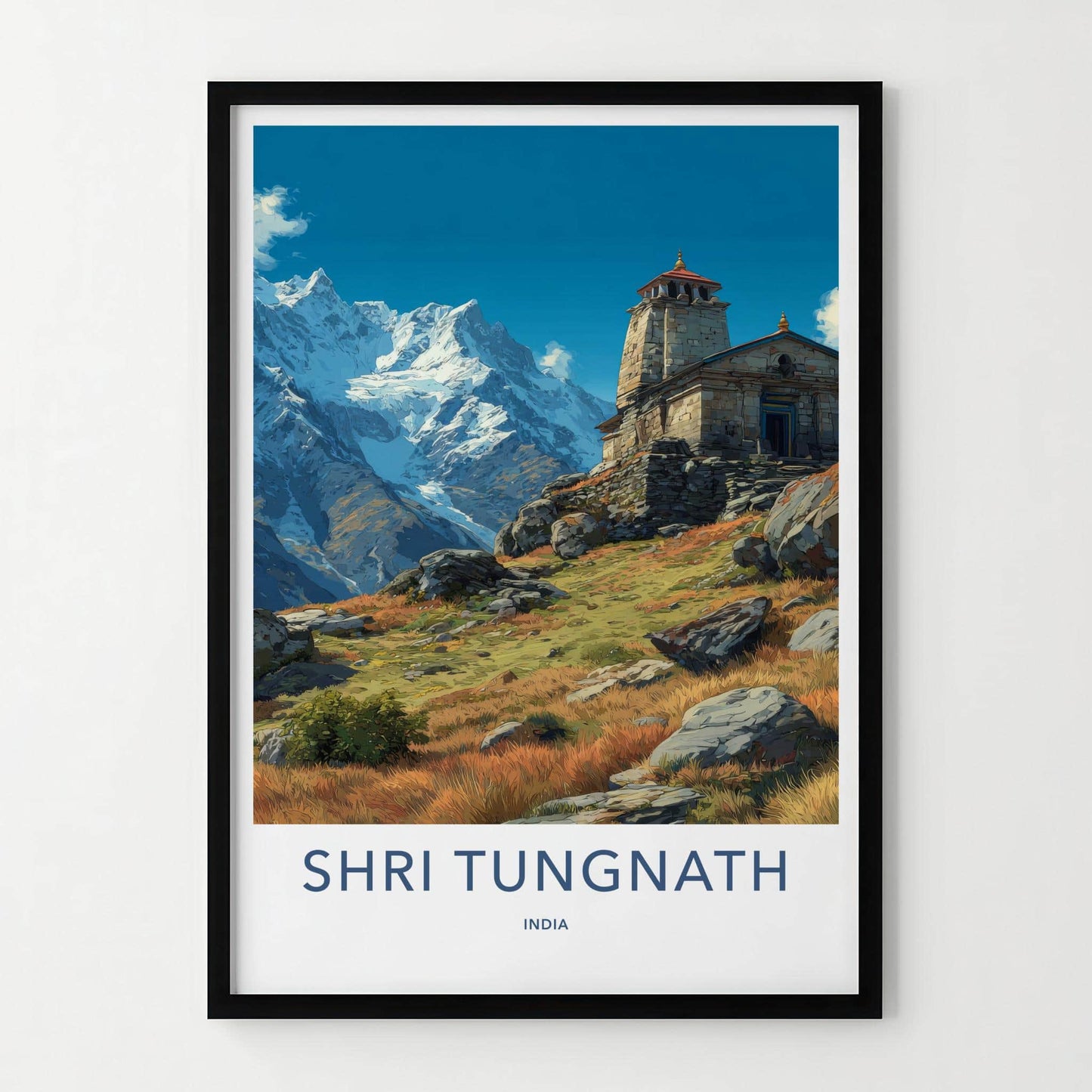Shri Tungnath Poster - India Travel Art - Uttarakhand Mountain Temple Home Decor