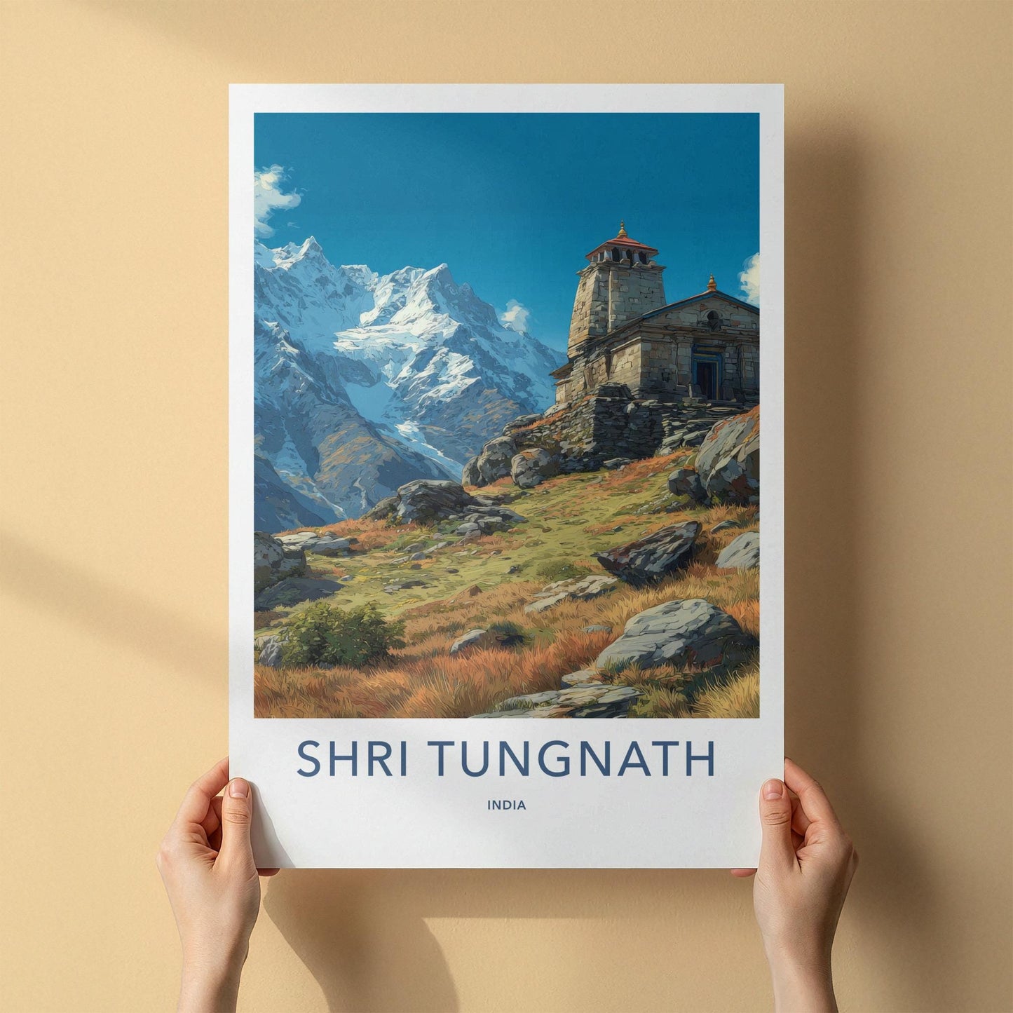 Shri Tungnath Poster - India Travel Art - Uttarakhand Mountain Temple Home Decor