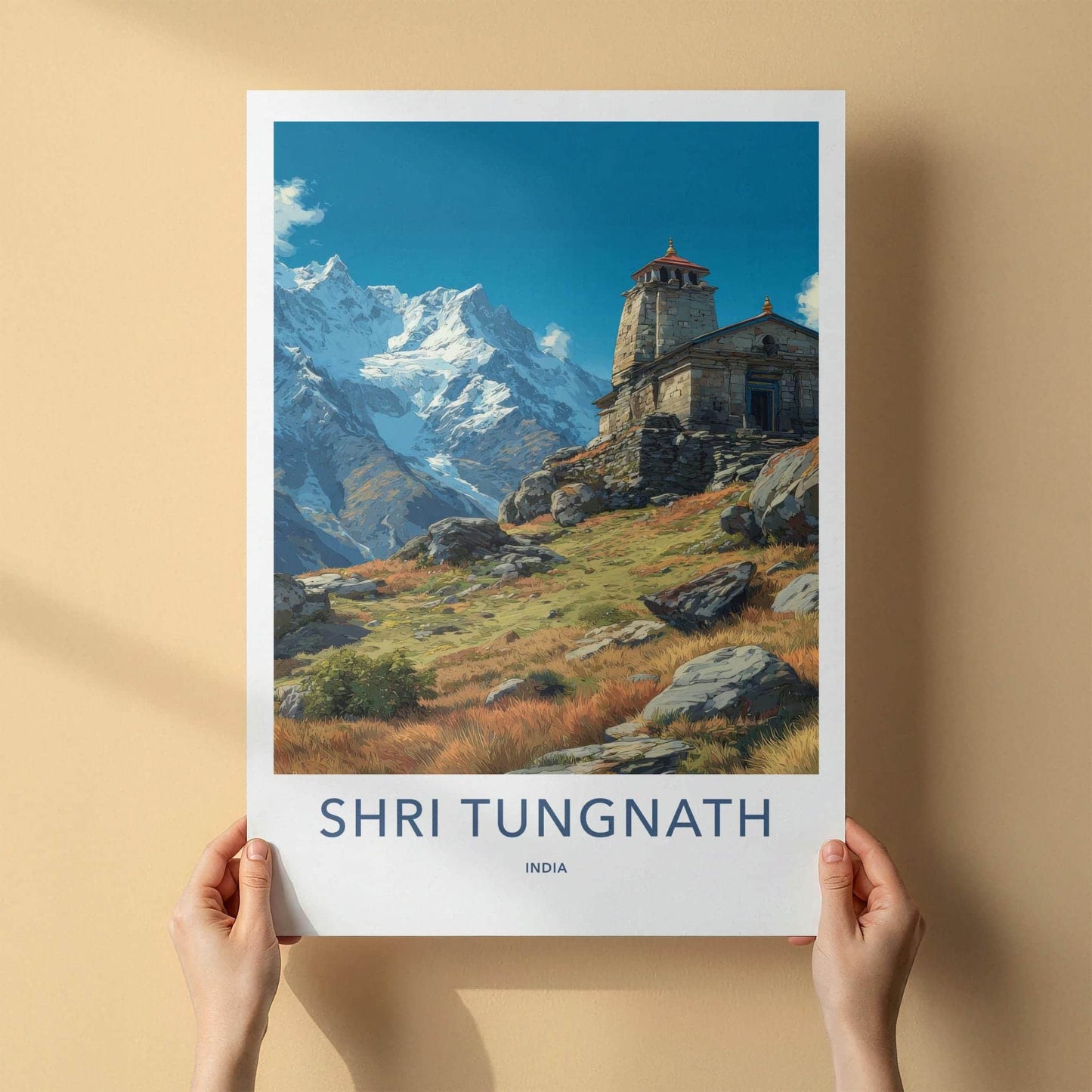 Shri Tungnath Poster - India Travel Art - Uttarakhand Mountain Temple Home Decor