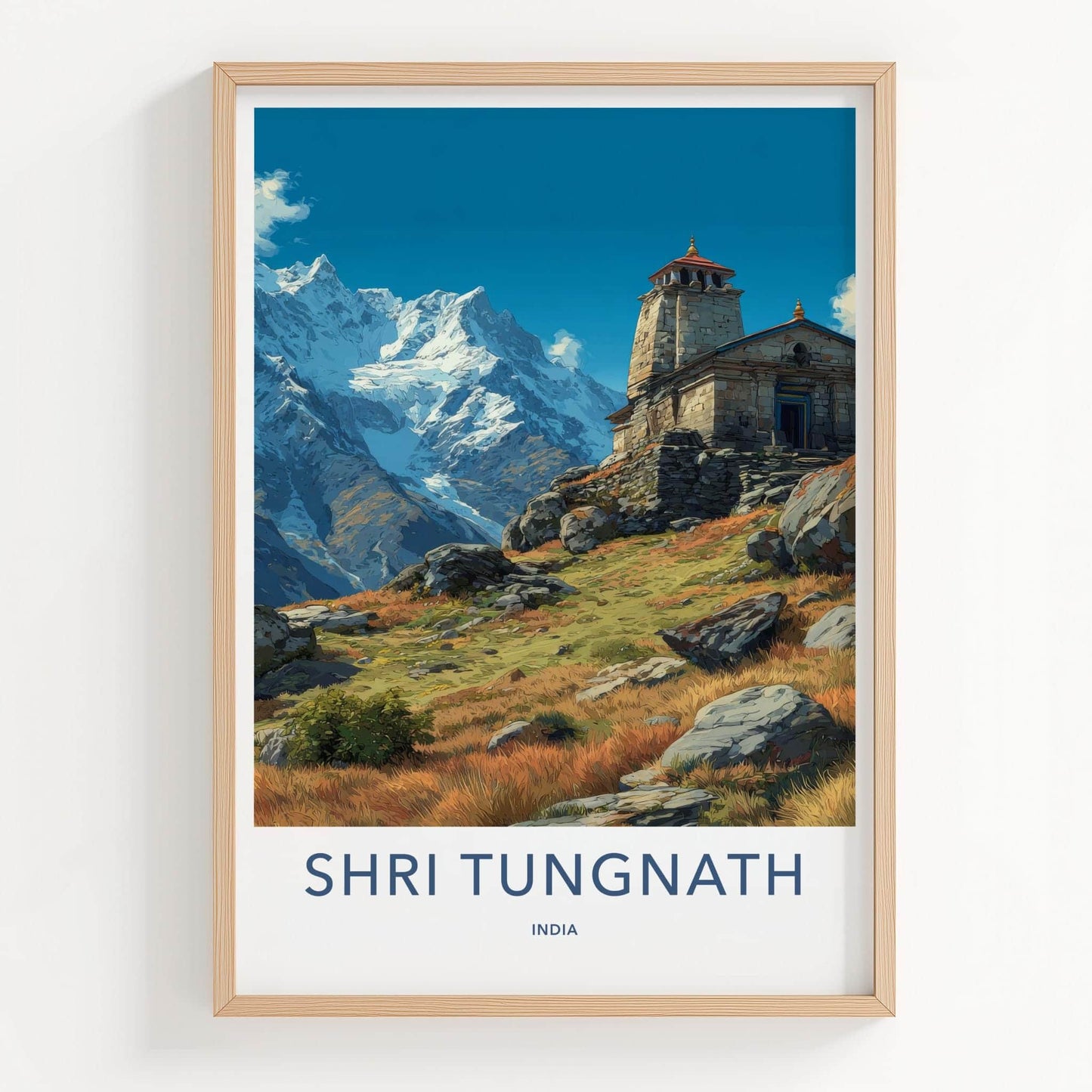 Shri Tungnath Poster - India Travel Art - Uttarakhand Mountain Temple Home Decor
