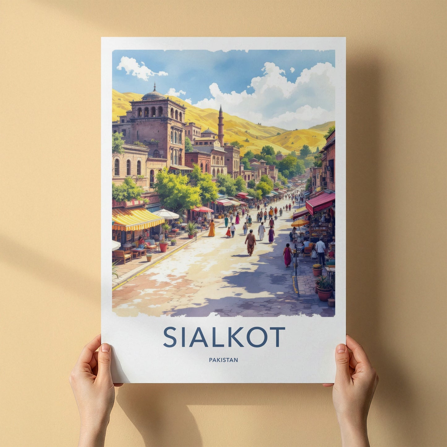 Sialkot Poster - Pakistan Bustling Street Alley Travel Print Home Decor