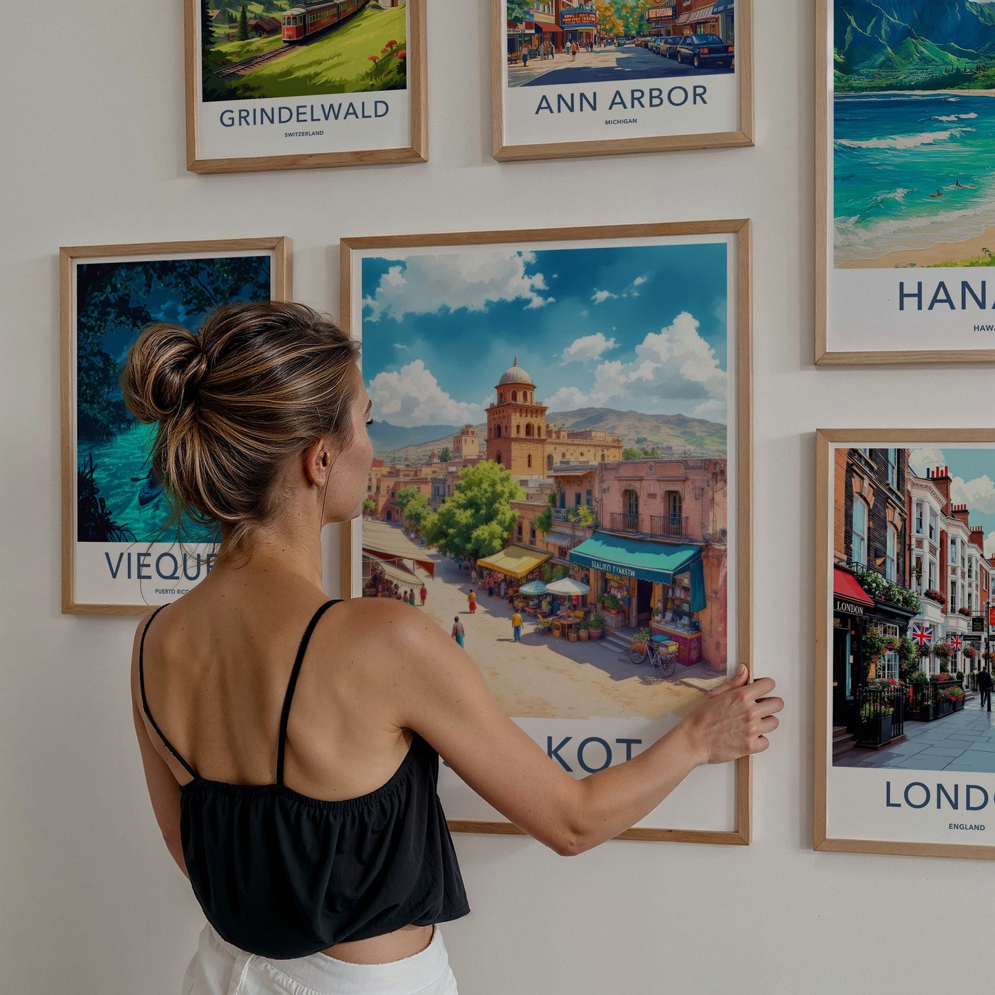Sialkot Poster - Pakistan Travel Art - Bustling Street Scene Home Decor