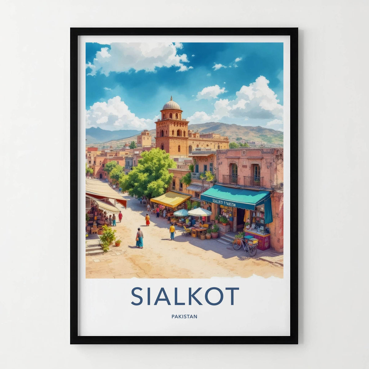 Sialkot Poster - Pakistan Travel Art - Bustling Street Scene Home Decor