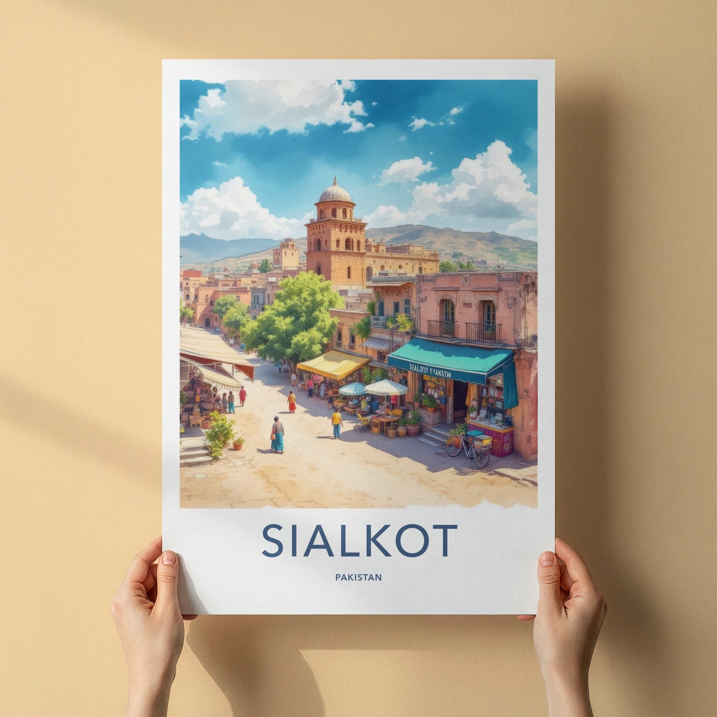 Sialkot Poster - Pakistan Travel Art - Bustling Street Scene Home Decor