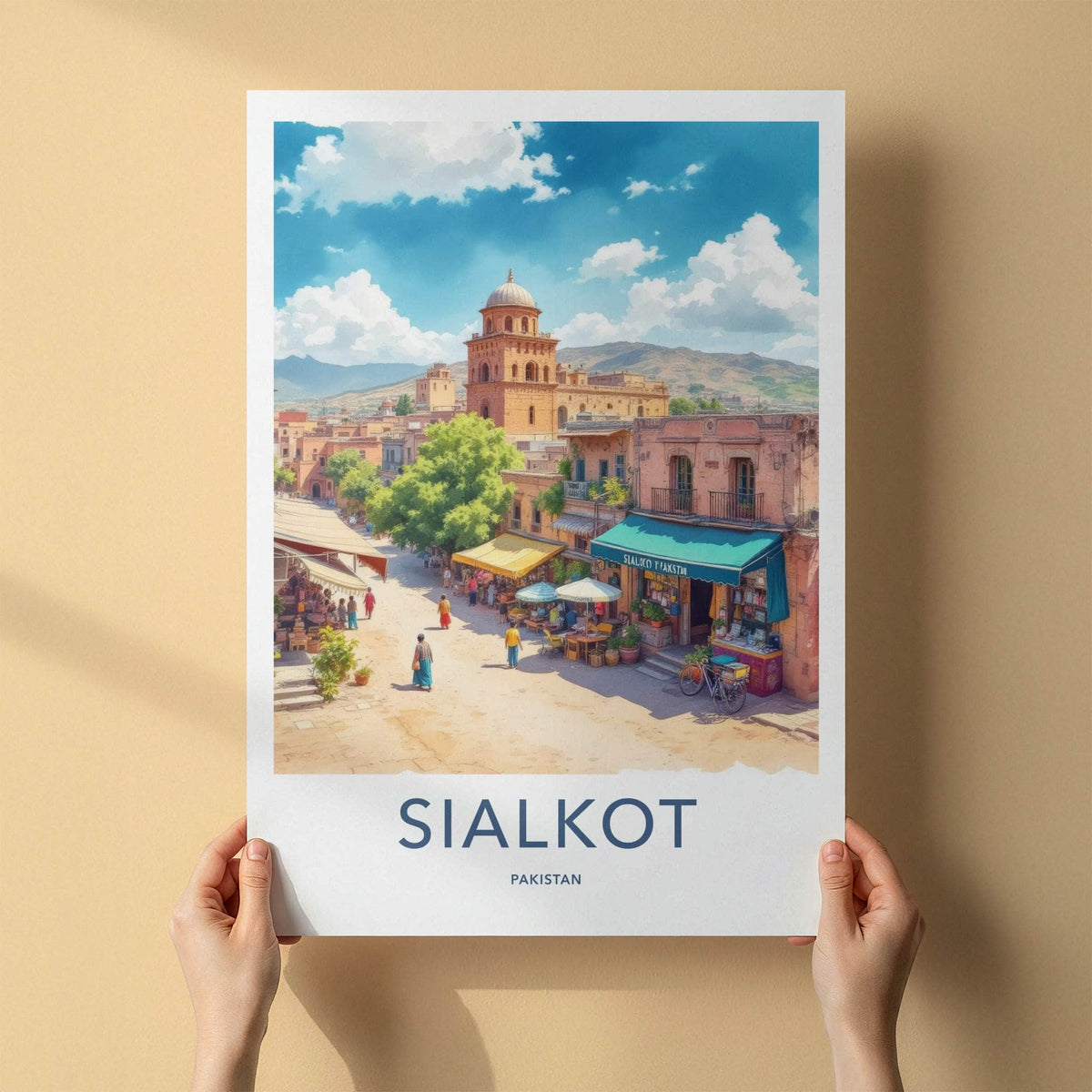 Sialkot Poster - Pakistan Travel Art - Bustling Street Scene Home Decor