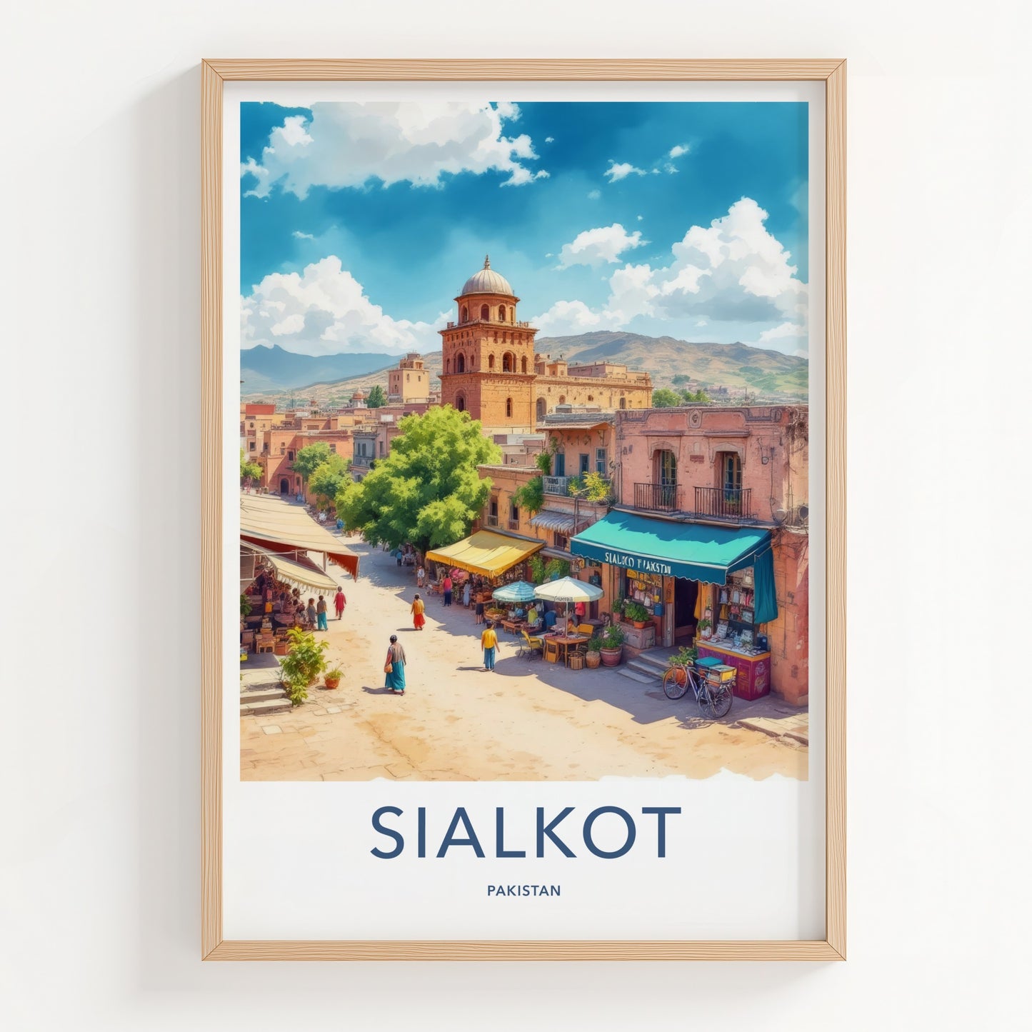 Sialkot Poster - Pakistan Travel Art - Bustling Street Scene Home Decor