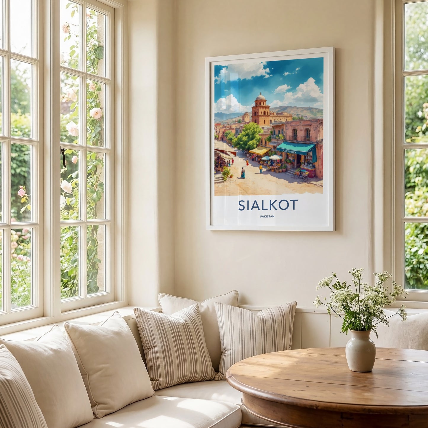 Sialkot Poster - Pakistan Travel Art - Bustling Street Scene Home Decor