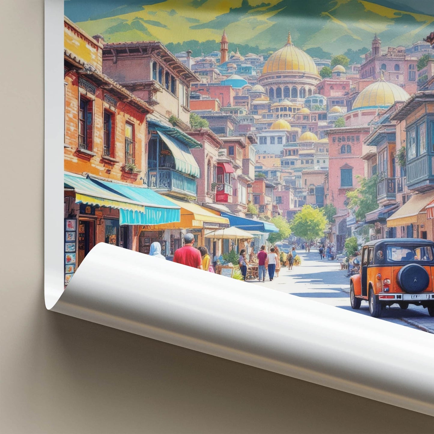 Sialkot Poster - Pakistan Travel Art - Mountainous Cityscape Domes Wall Decor