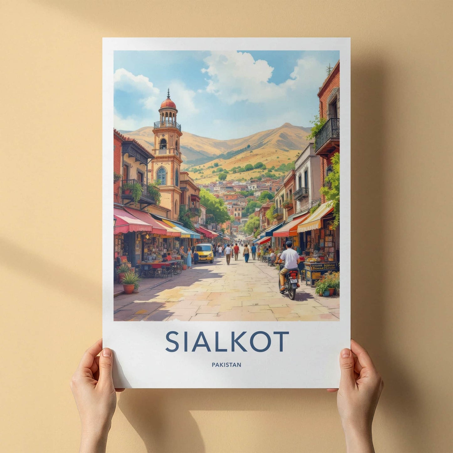 Sialkot Poster - Pakistan Travel Art - Street Scene People Home Decor