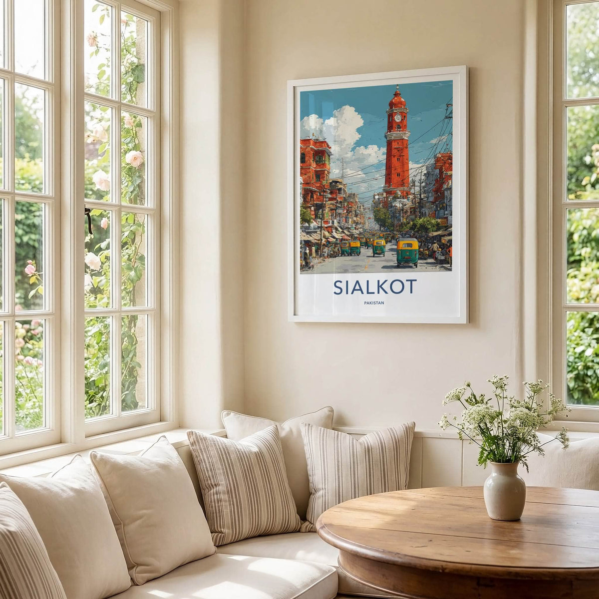 Sialkot Poster - Pakistan Travel Print - Red Clock Tower Home Decor