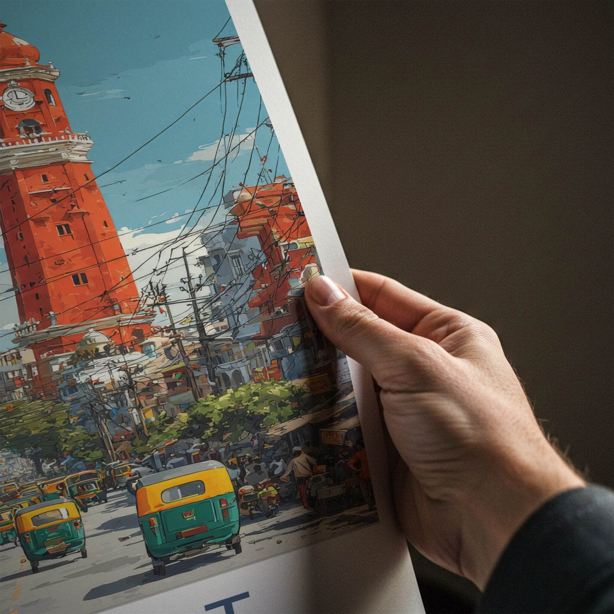 Sialkot Poster - Pakistan Travel Print - Red Clock Tower Home Decor