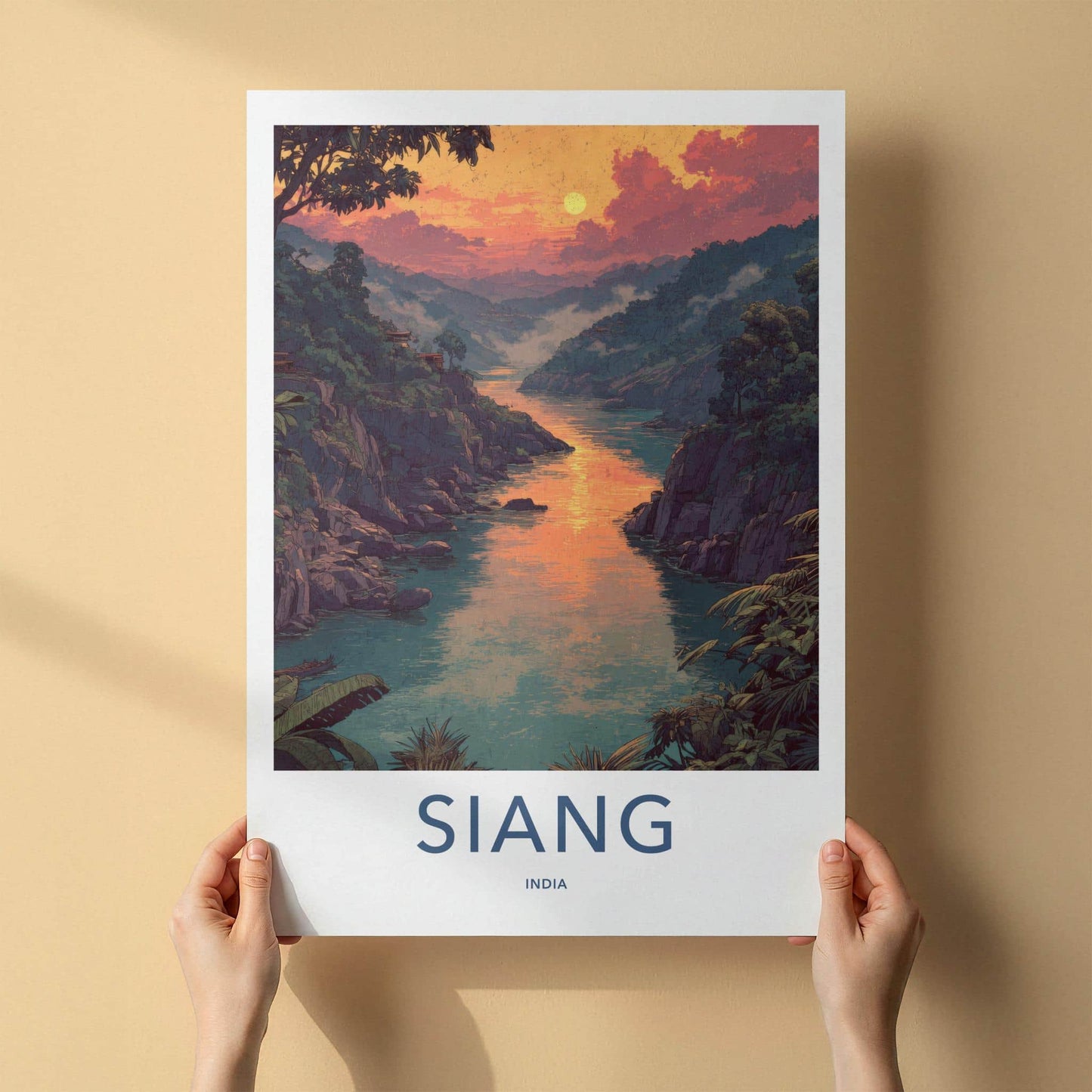 Siang Poster - India Art Print - Arunachal Pradesh River Sunset Home Decor