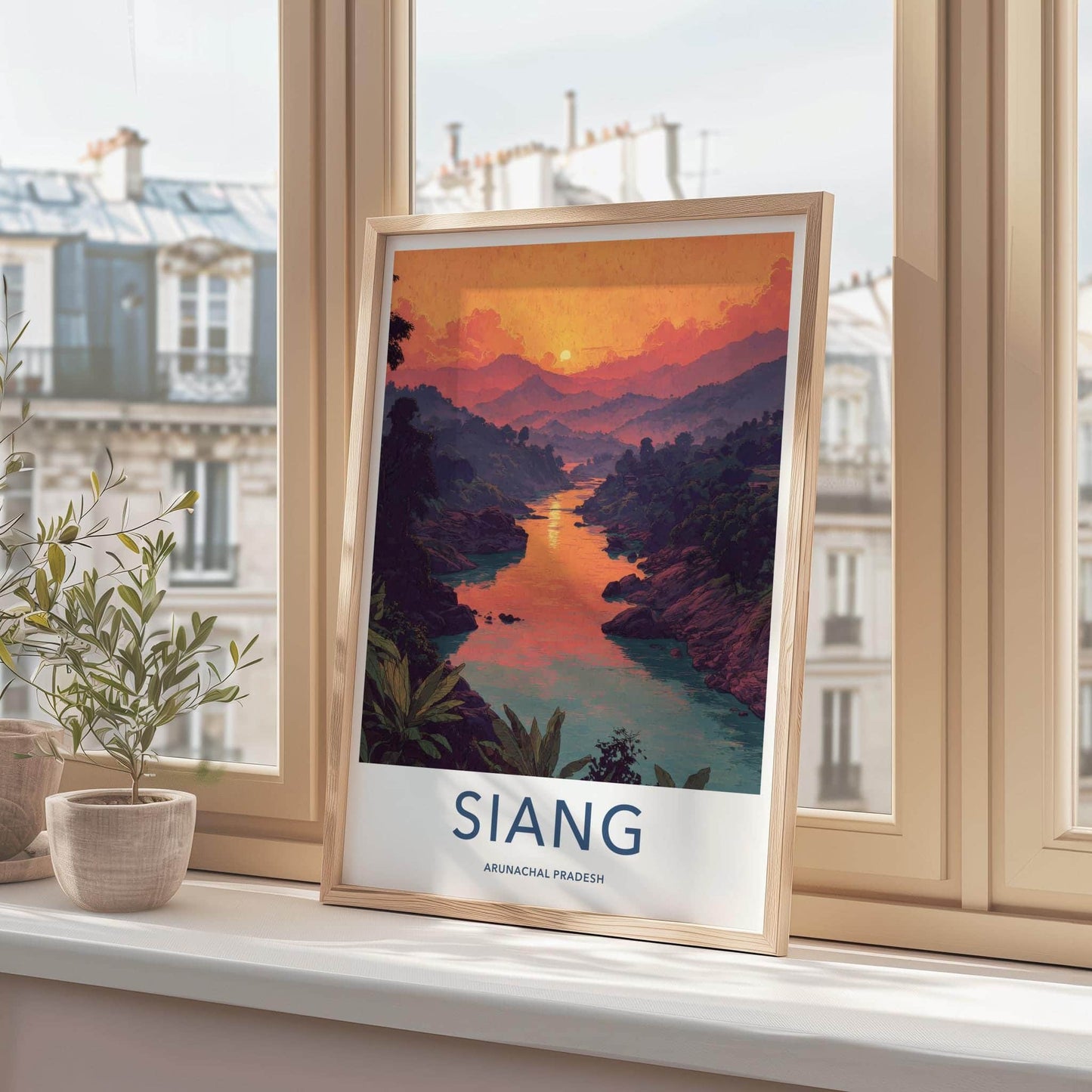 Siang Poster - India Fine Art - Arunachal Pradesh River Sunset Mountains Gift