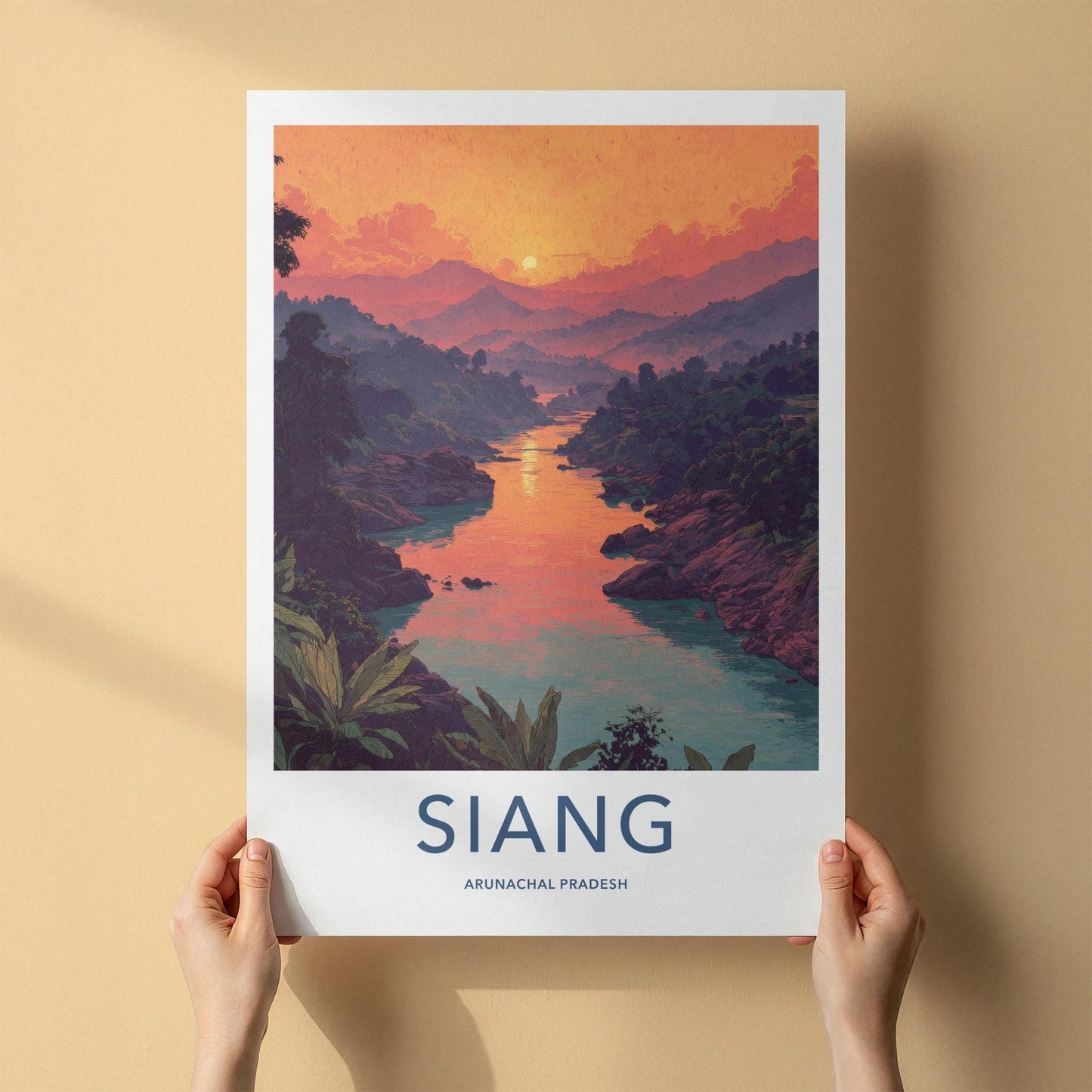 Siang Poster - India Fine Art - Arunachal Pradesh River Sunset Mountains Gift