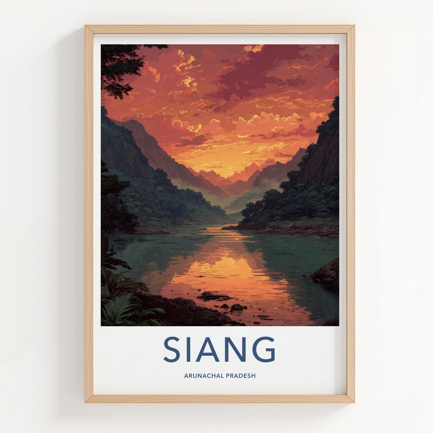 Siang Poster - India Travel Art - Arunachal Pradesh River Home Decor