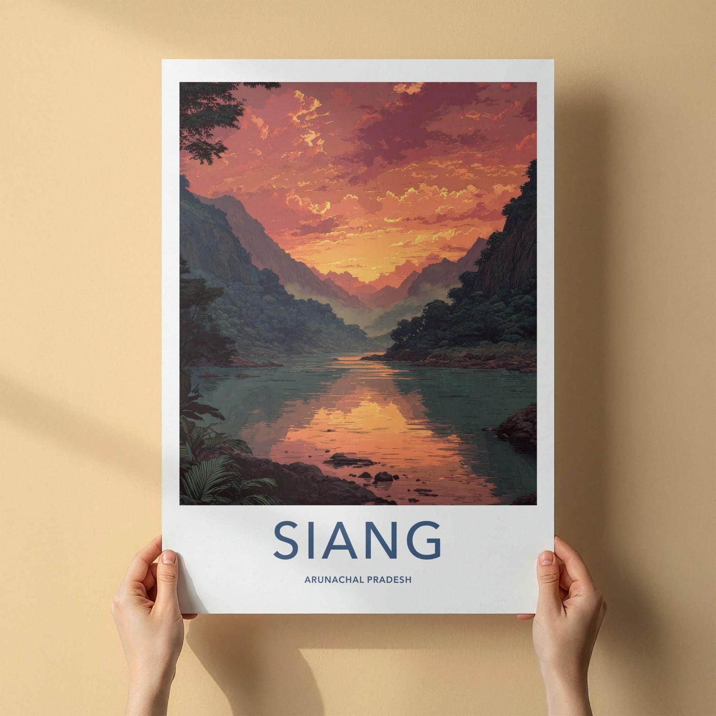 Siang Poster - India Travel Art - Arunachal Pradesh River Home Decor