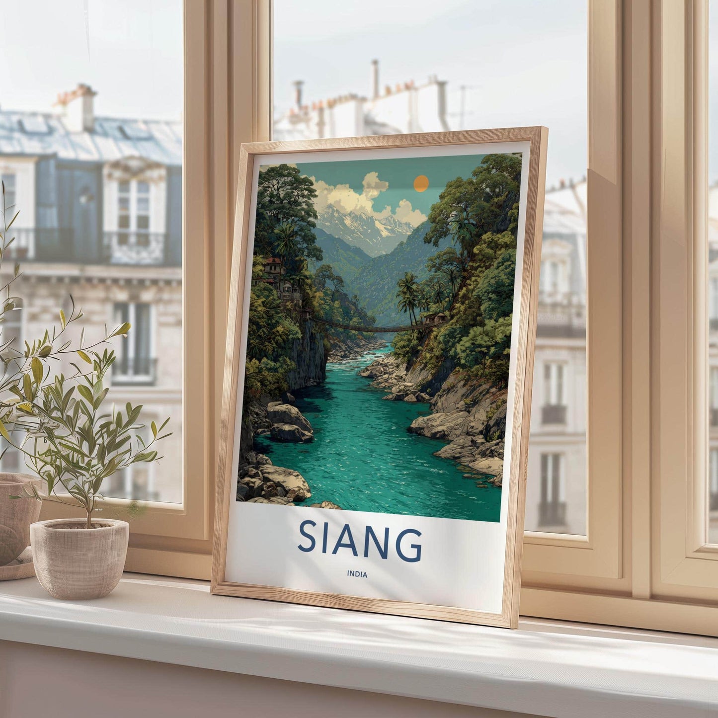 Siang Poster - India Travel Art - Arunachal Pradesh Turquoise River Gorge Home Decor