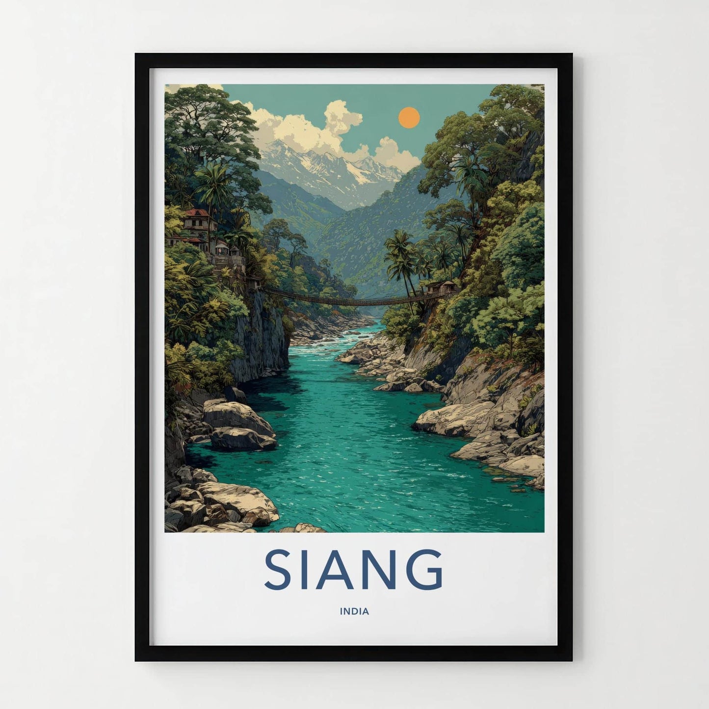 Siang Poster - India Travel Art - Arunachal Pradesh Turquoise River Gorge Home Decor