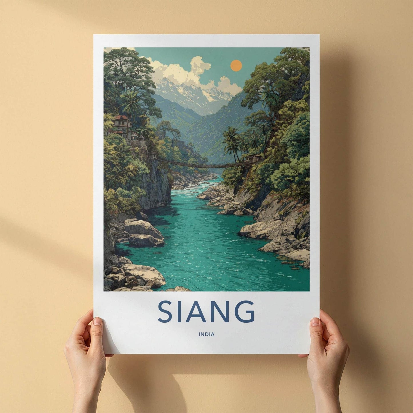 Siang Poster - India Travel Art - Arunachal Pradesh Turquoise River Gorge Home Decor