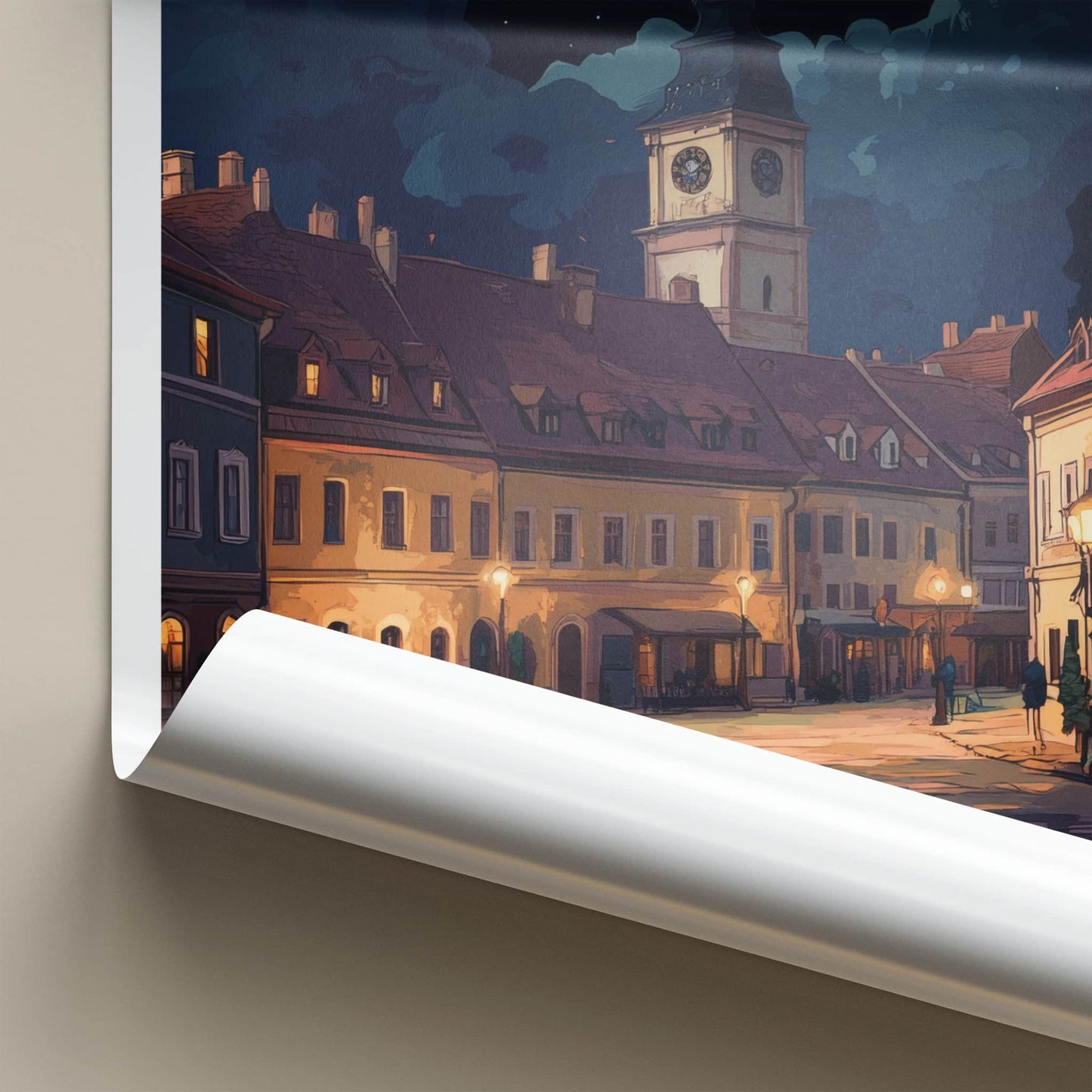 Sibiu Poster - Romania Travel Art - Historic Town Square Home Decor