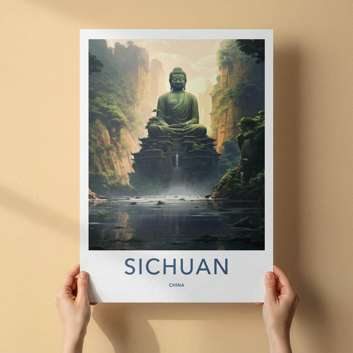 Sichuan Wall Art - Elegant Chinese Landscape Print With Mountain