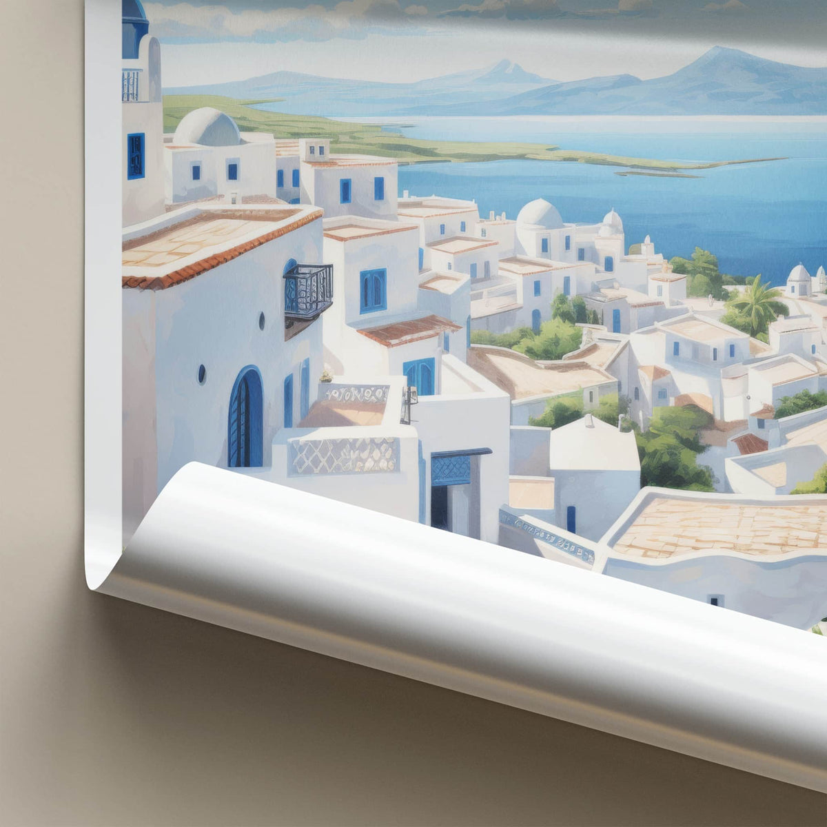 Sidi Bou Said Poster - Tunisia Travel Art - White Blue Village Wall Decor