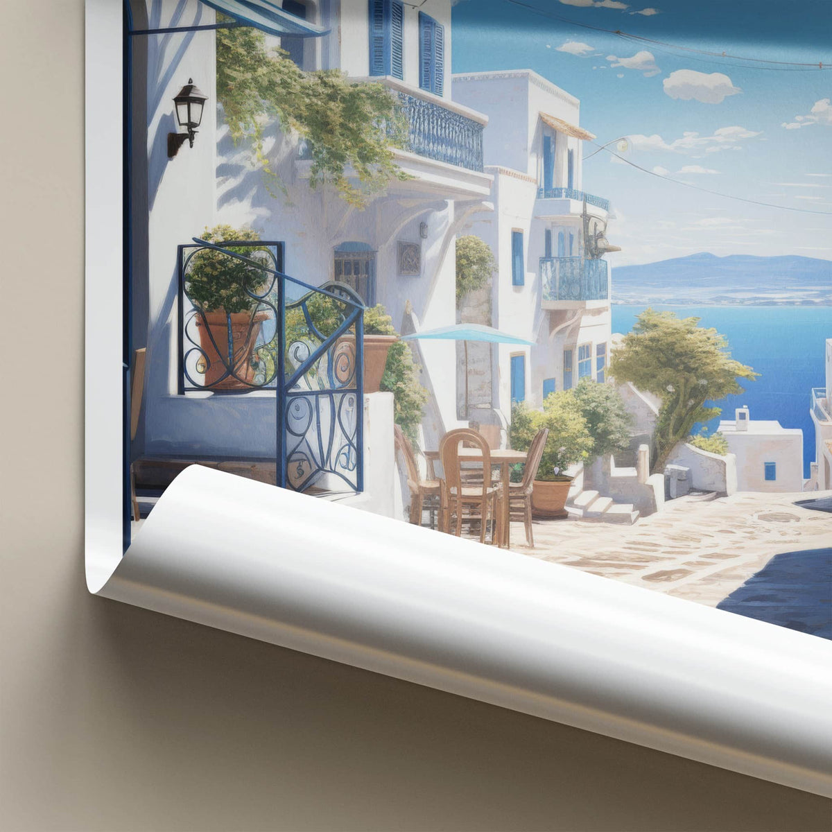 Sidi Bou Said Poster - Tunisia Travel Art - White Village Seascape Wall Decor