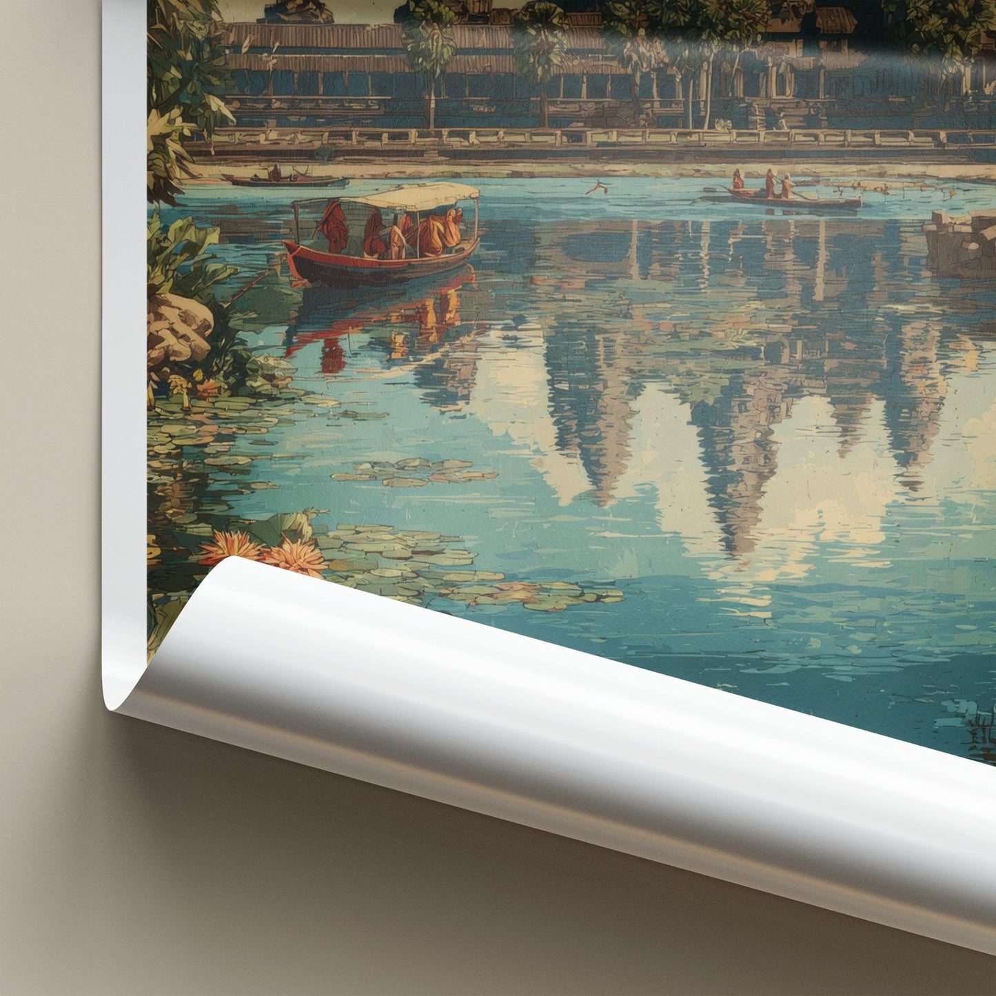 Siem Reap Poster - Cambodia Travel Art - Grand Temple Reflection Home Decor