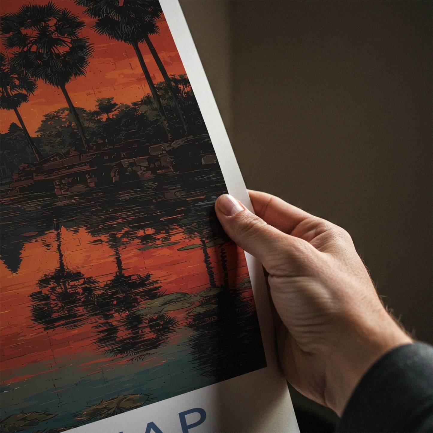 Siem Reap Poster - Cambodia Wall Art - Angkor Wat Sunset Reflection Home Decor